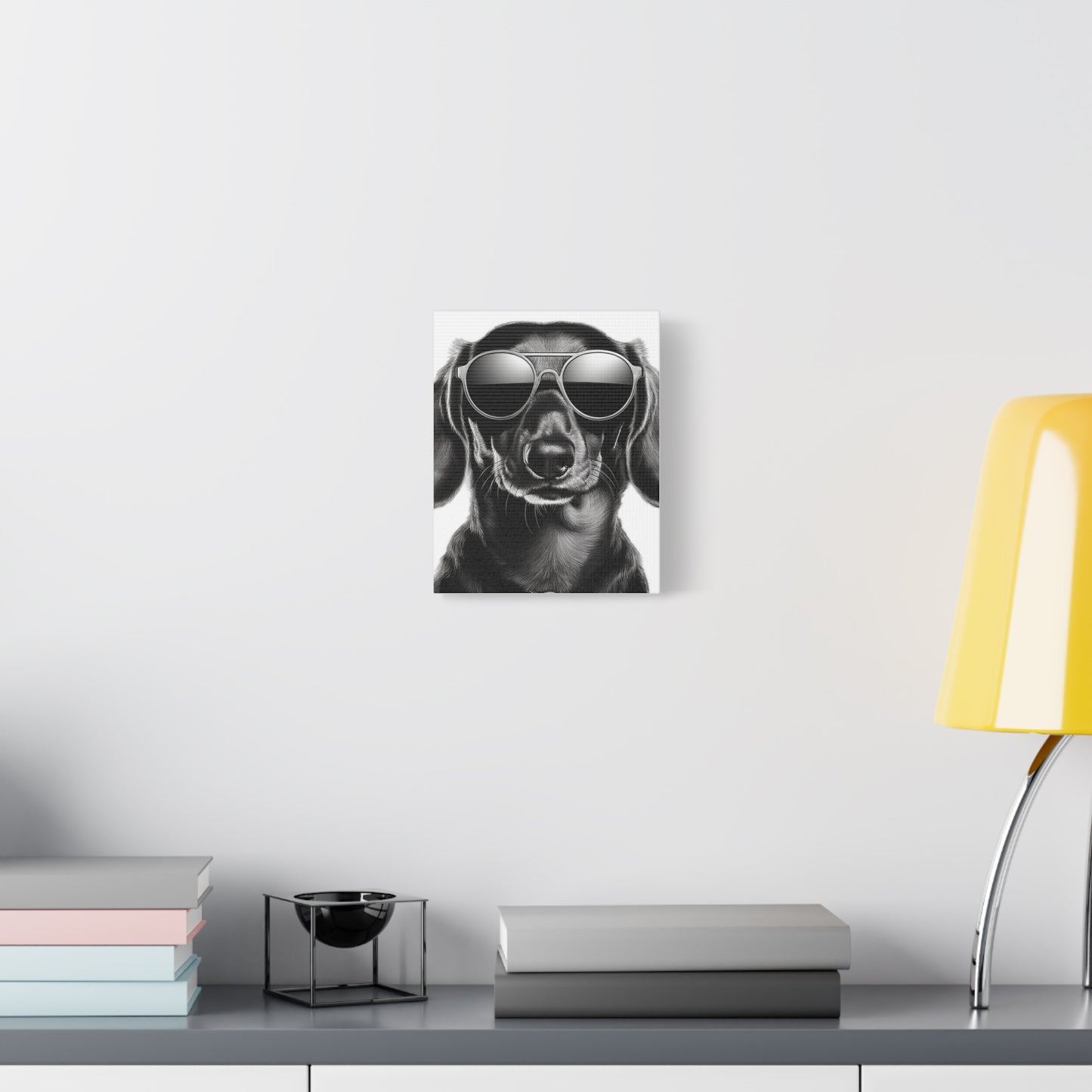 Stylish Dog Canvas Wall Art Dog Lover Gift Home Decor, Black and White Game Room