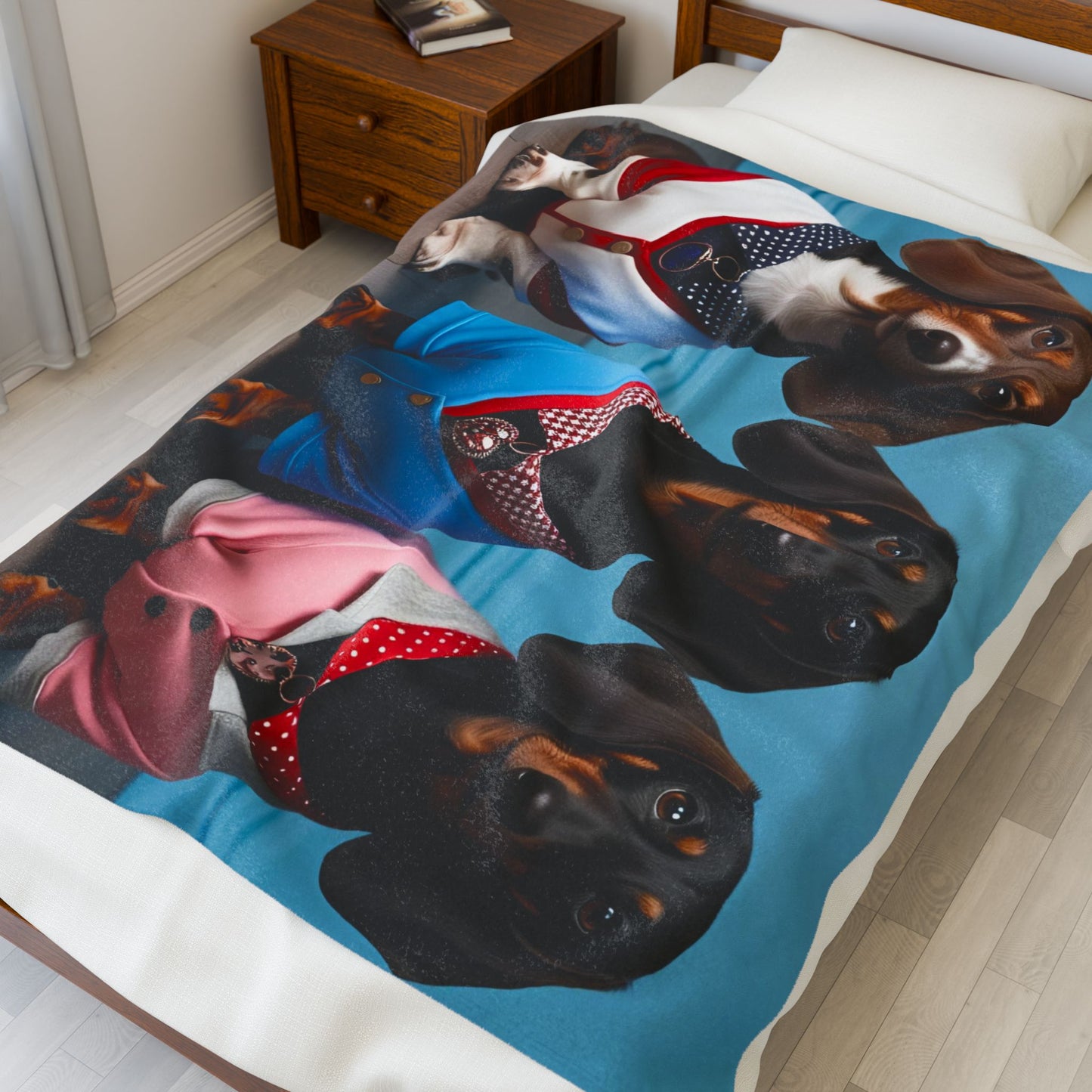 All Dressed Up Dachshund Blanket, Cozy Throw, Dog Lover Gift, Animal Print Bedding, Weiner Dog #2