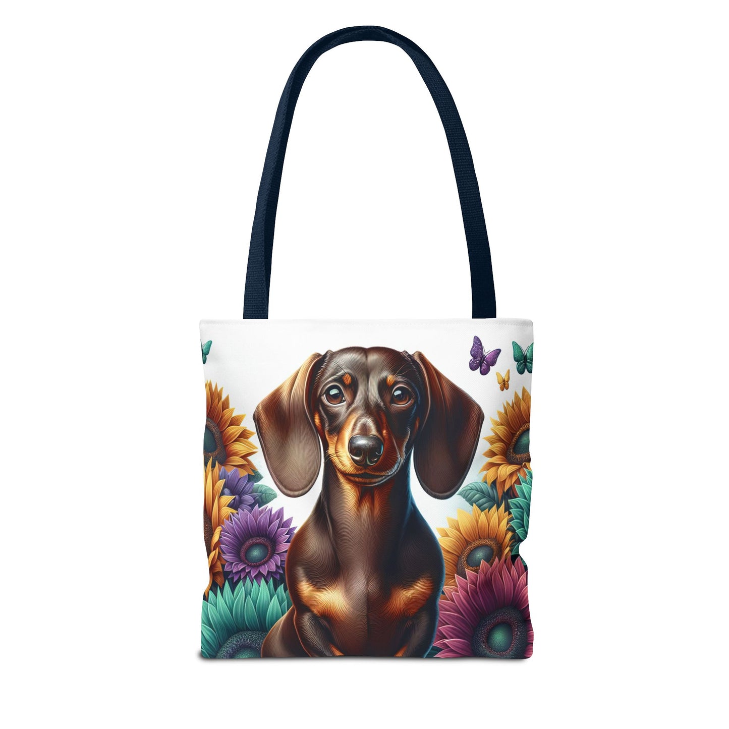 Brilliant Color Black and Tan Dachshund Puppy Tote Bag Bright and Cheerful Weiner Doxie