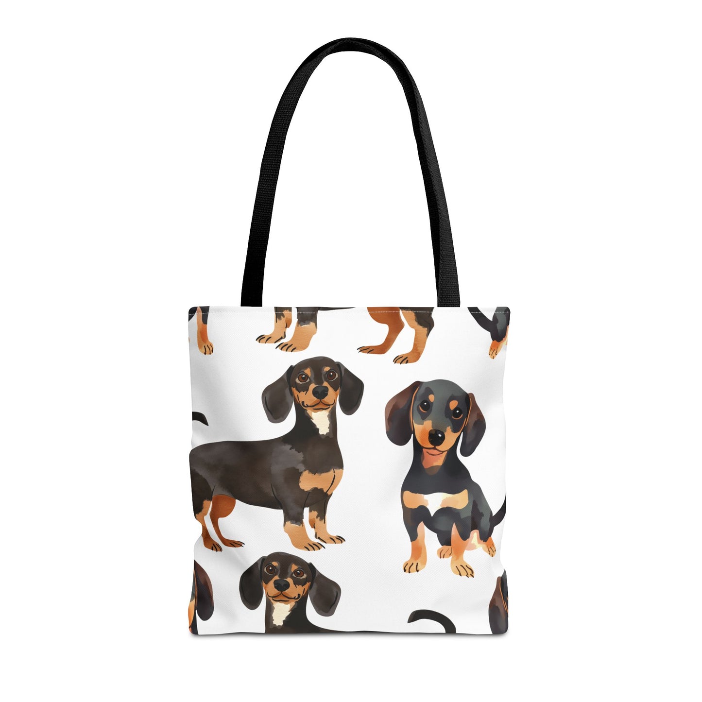 Black and Tan Dachshund Puppy Tote Bag Bright and Cheerful Weiner Doxie Patterned