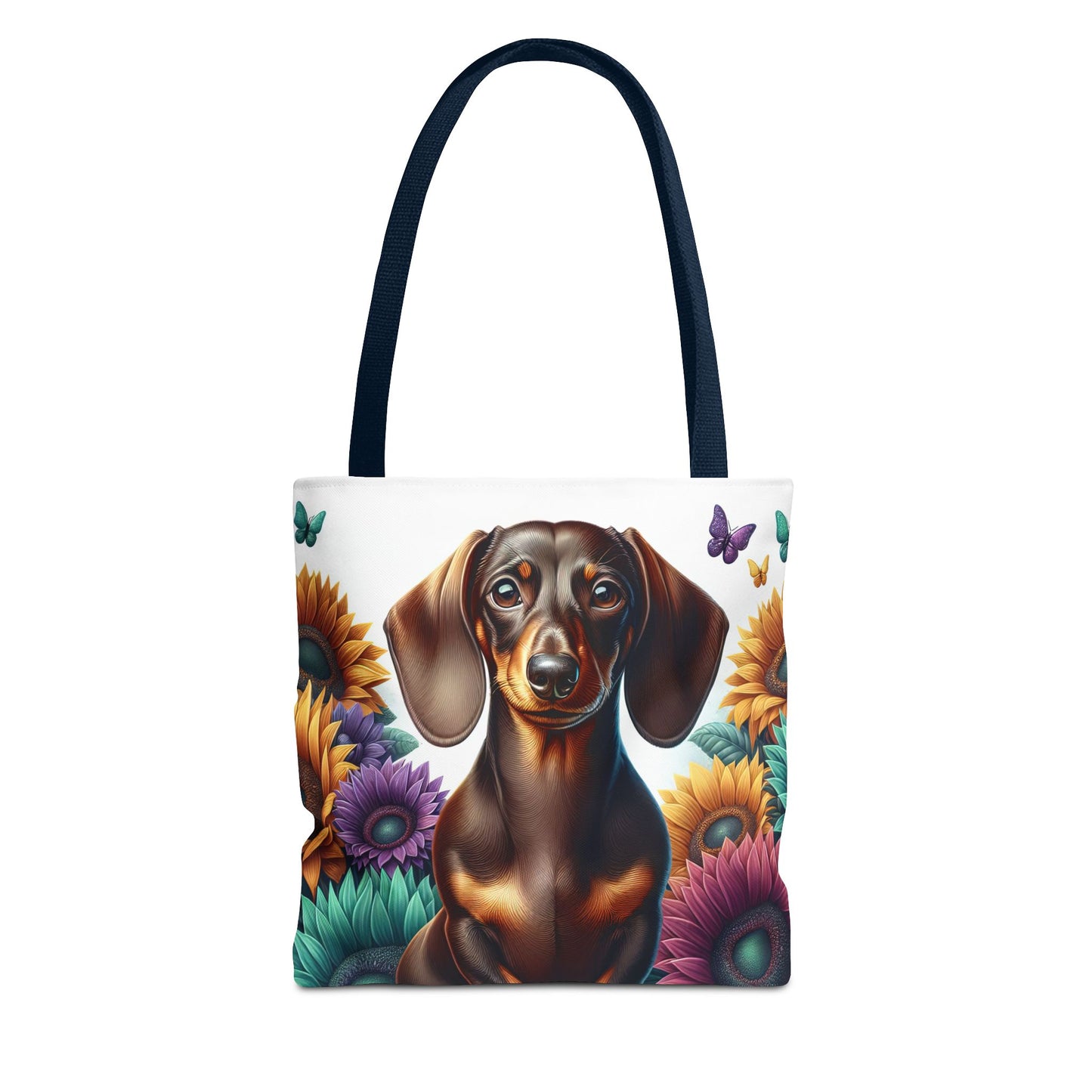 Brilliant Color Black and Tan Dachshund Puppy Tote Bag Bright and Cheerful Weiner Doxie
