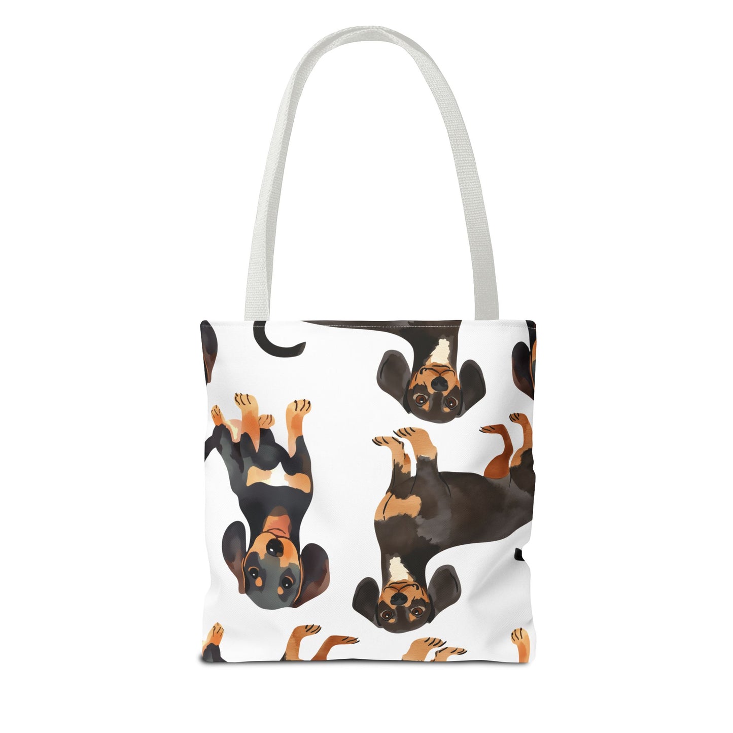 Black and Tan Dachshund Puppy Tote Bag Bright and Cheerful Weiner Doxie Patterned