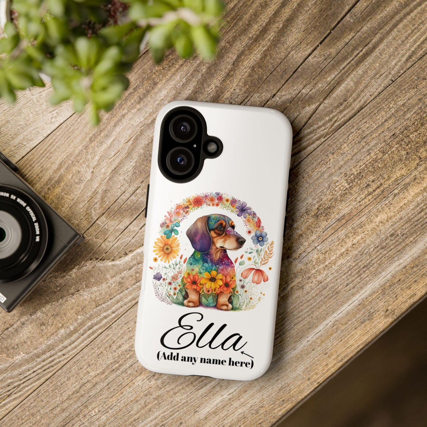 Personalized Dachshund Case for Pet Lovers Floral Phone Case Custom Name Phone