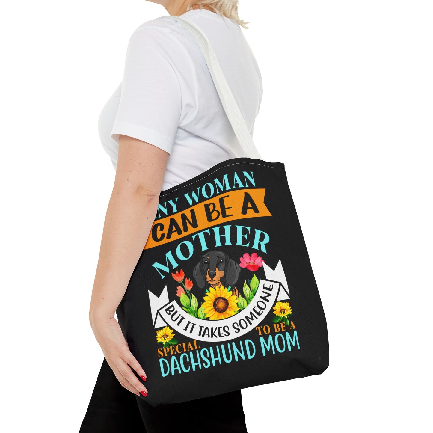Mom Dachshund Puppy Tote Bag Bright and Cheerful Weiner Doxie