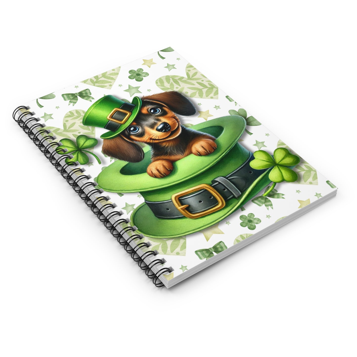 St Patricks Dog Themed Spiral Notebook Perfect for Dog Lovers, Journaling, School, Gift for Pet Owners Dachshund