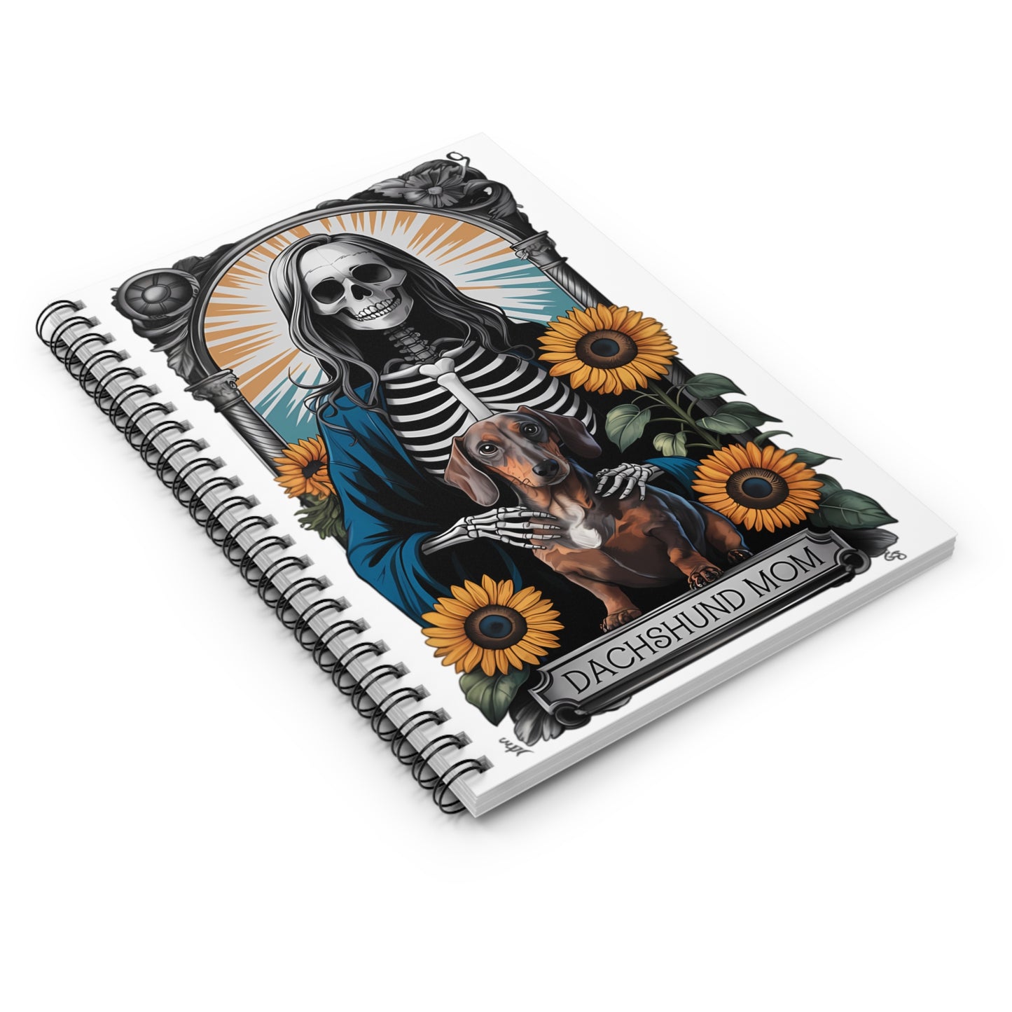 Tarot Dachshund Mom Art Inspired Spiral Notebook Pet Journal, Dog Lover Gift