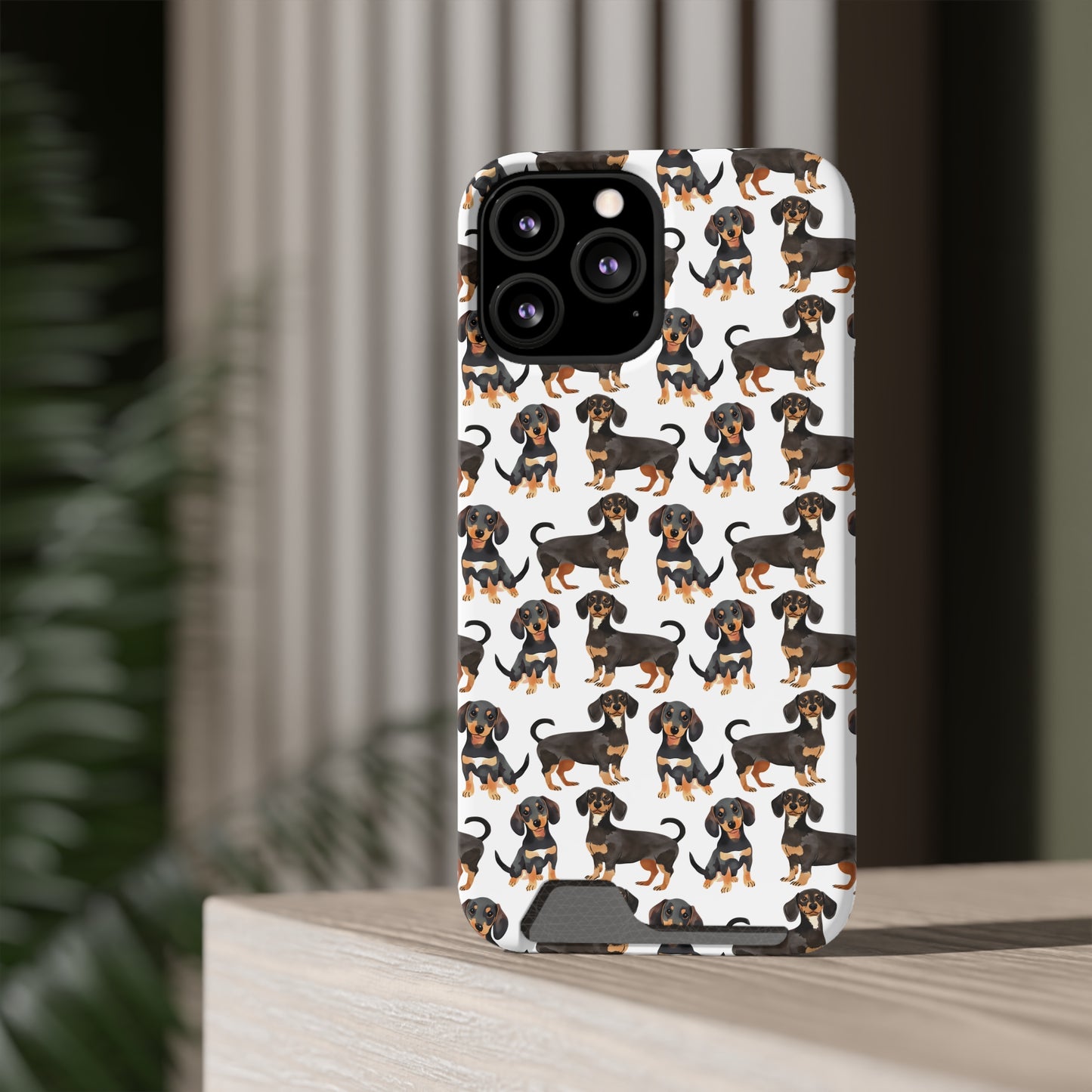 Dachshund Phone Case, Trendy Wallet Case for Dog Lovers, Cute Card Holder Cover, Animal Print Accessory, Slim Protective