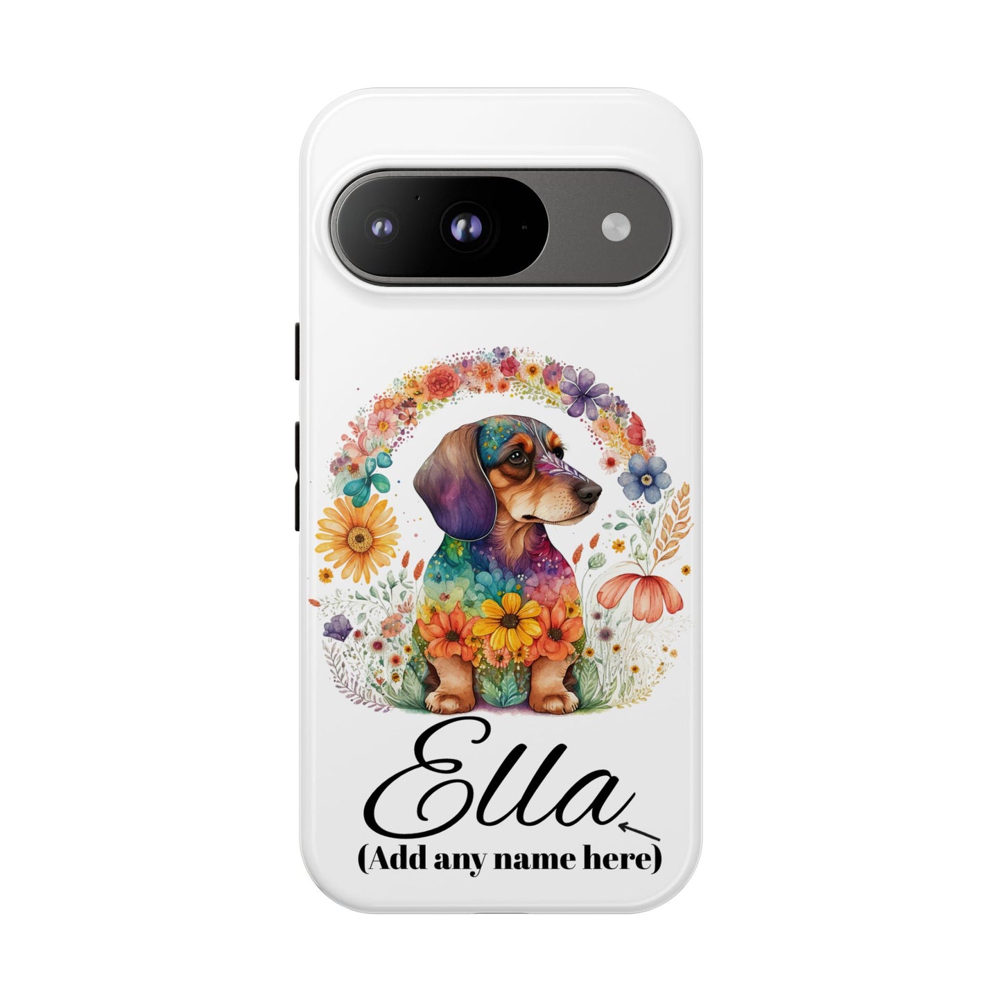 Personalized Dachshund Case for Pet Lovers Floral Phone Case Custom Name Phone