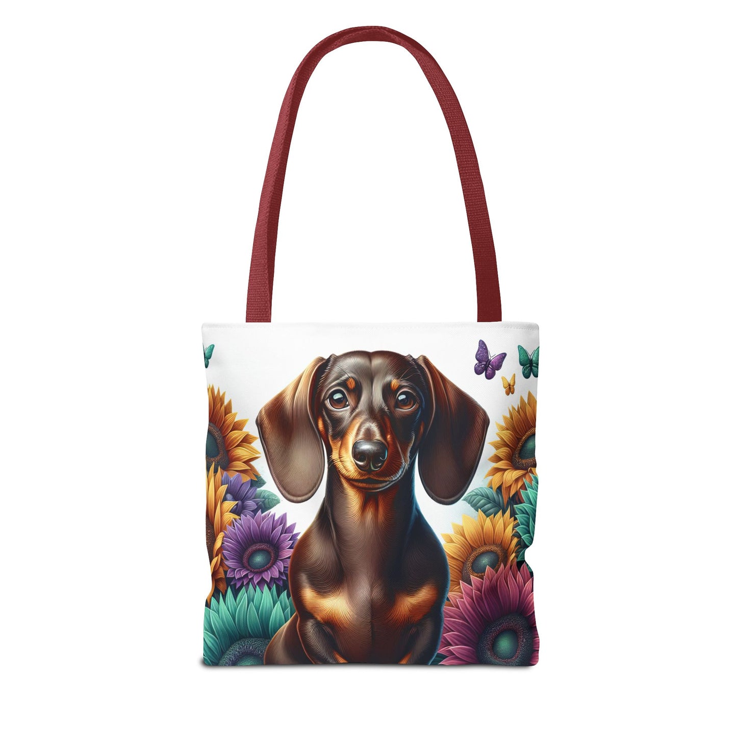 Brilliant Color Black and Tan Dachshund Puppy Tote Bag Bright and Cheerful Weiner Doxie