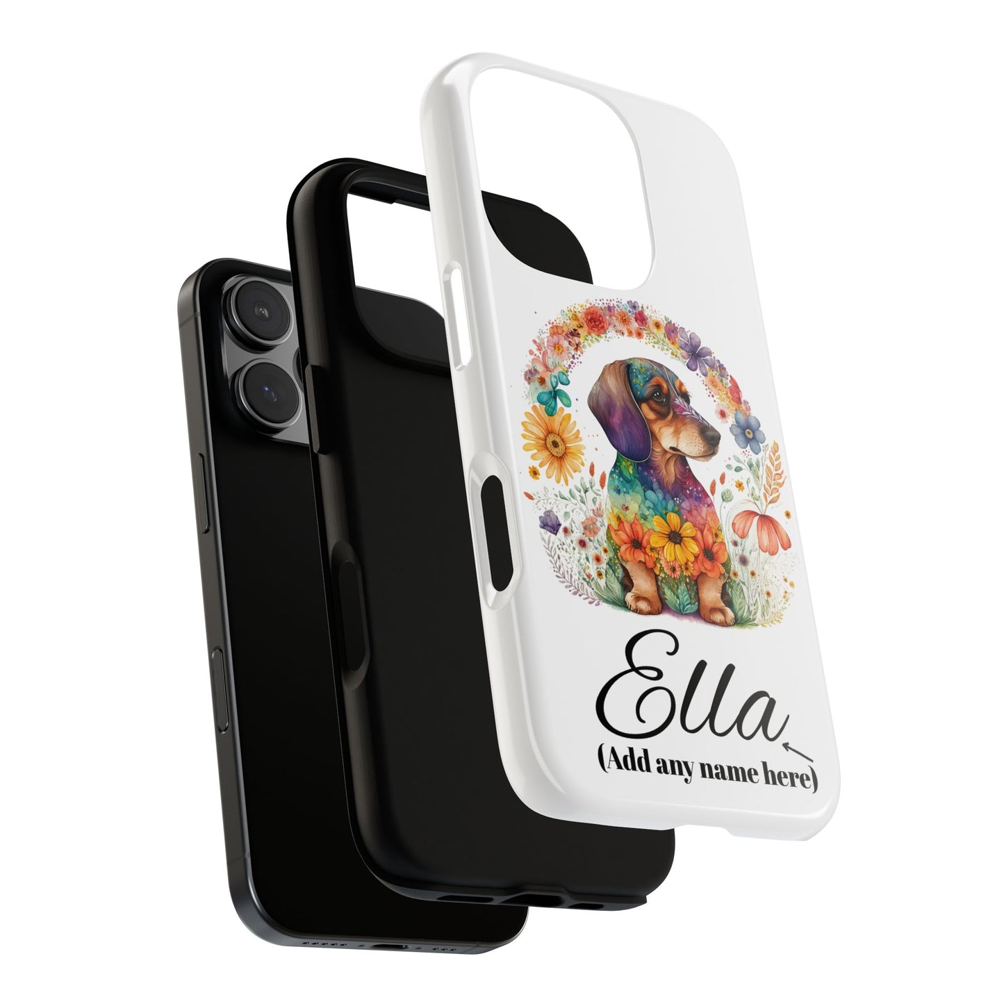 Personalized Dachshund Case for Pet Lovers Floral Phone Case Custom Name Phone