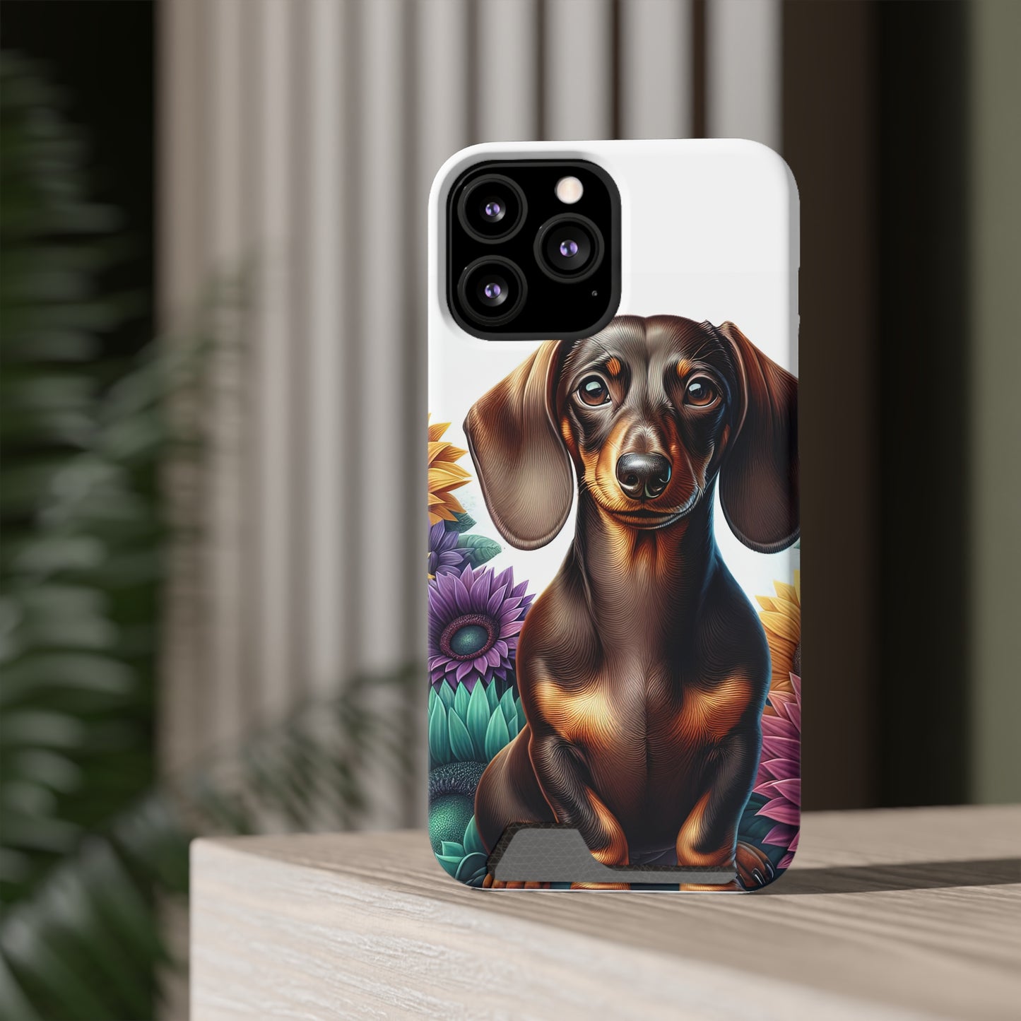 Dachshund Phone Case, Trendy Wallet Case for Dog Lovers, Cute Card Holder Cover, Animal Print Accessory, Slim Protective