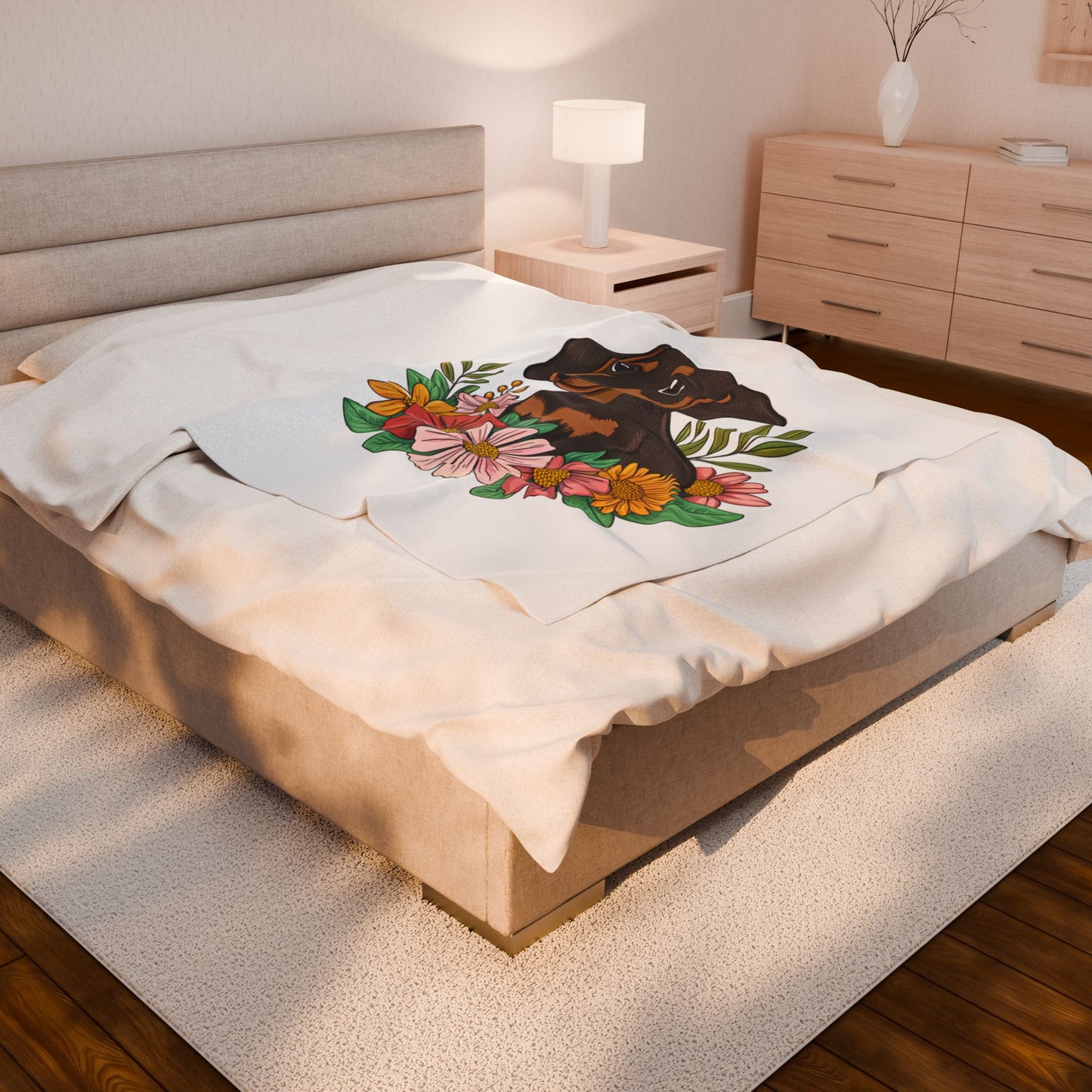 Custom Dachshund Blanket Soft Doxie Puppy Mom Gift Black and Tan