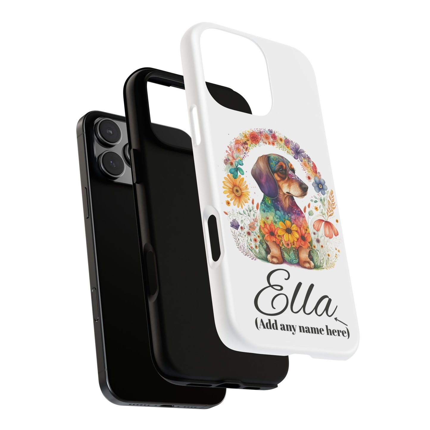 Personalized Dachshund Case for Pet Lovers Floral Phone Case Custom Name Phone