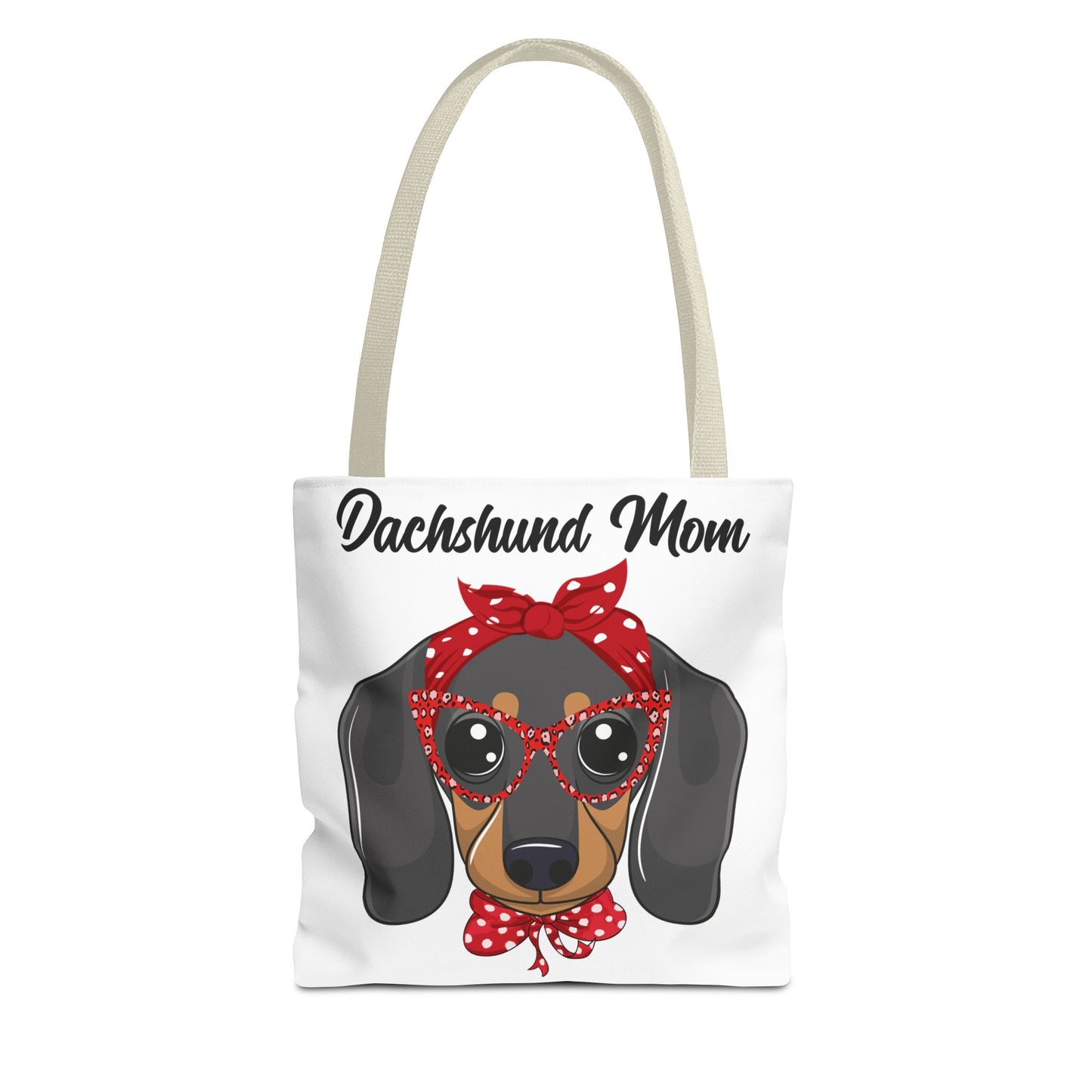 Retro Mom Black and Tan Dachshund Puppy Tote Bag Bright and Cheerful Weiner Doxie