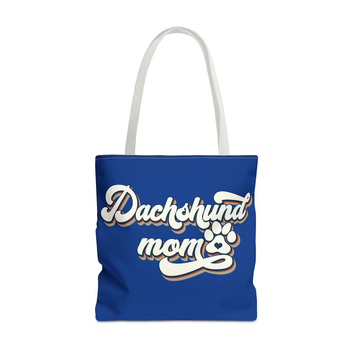 Navy Blue Dachshund Puppy Tote Bag Bright and Cheerful Weiner Doxie