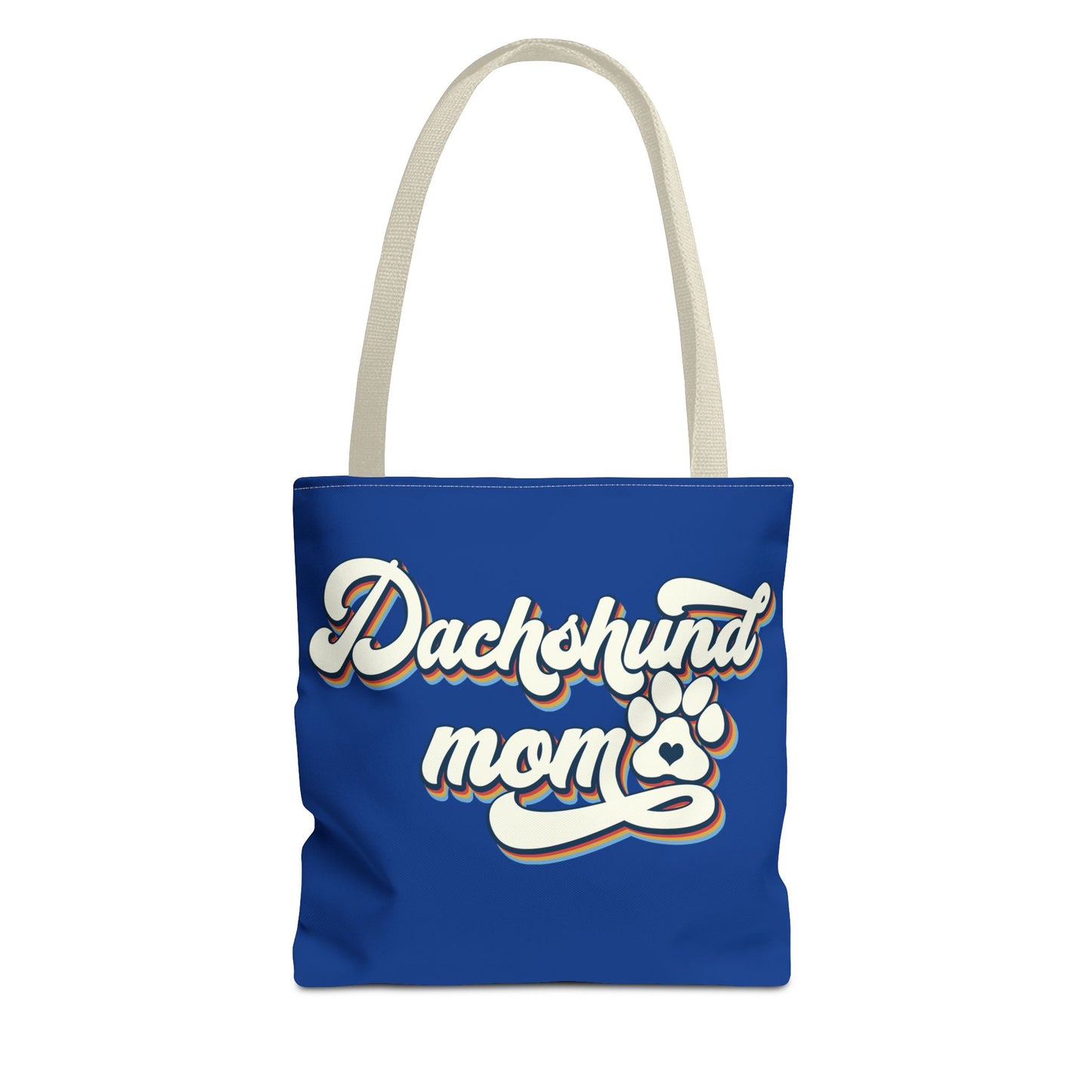 Navy Blue Dachshund Puppy Tote Bag Bright and Cheerful Weiner Doxie