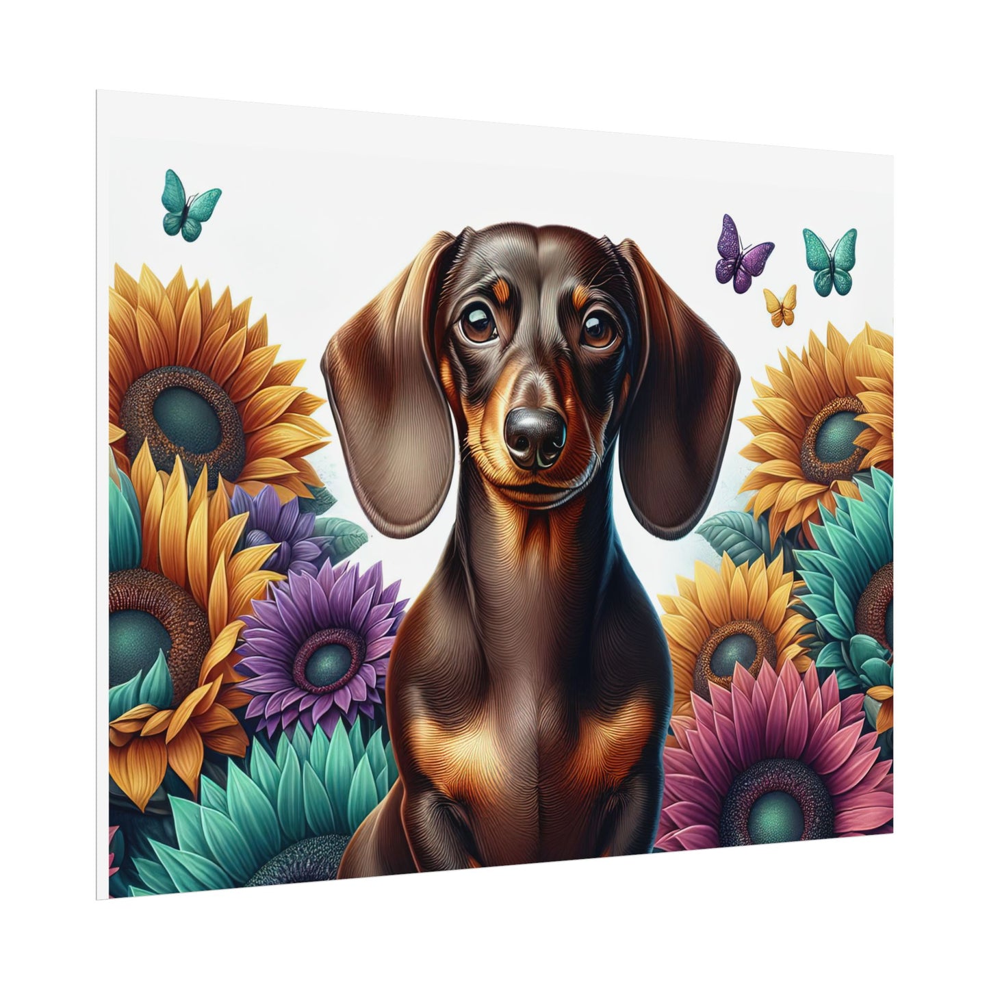 Floral Dachshund Rolled Posters