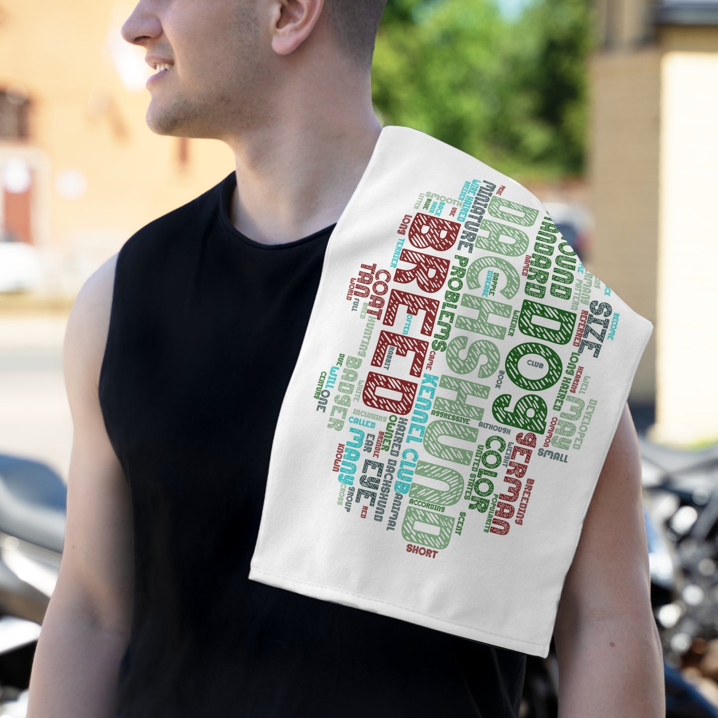 Dachshund Word Art Rally Towel, Perfect for Dog Lovers, Pet Shows, Gifts for Dog