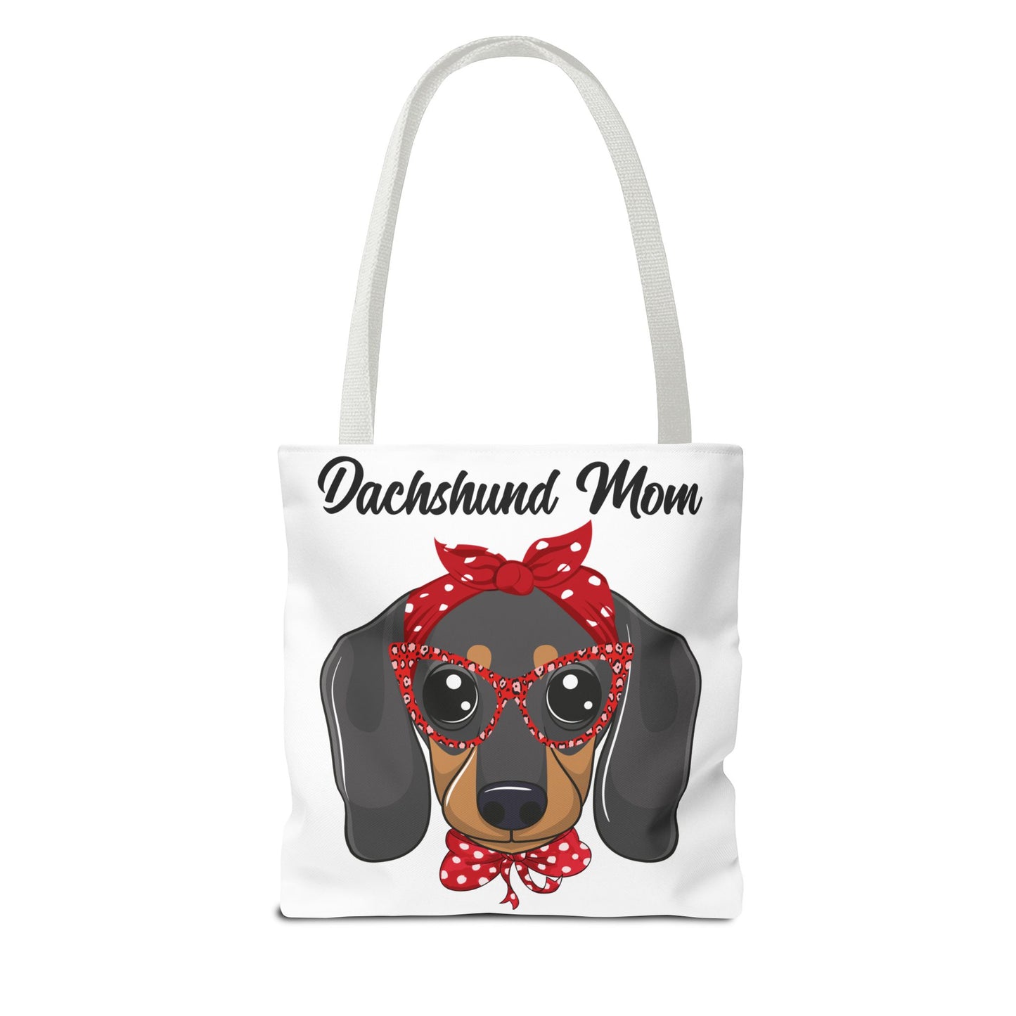 Retro Mom Black and Tan Dachshund Puppy Tote Bag Bright and Cheerful Weiner Doxie