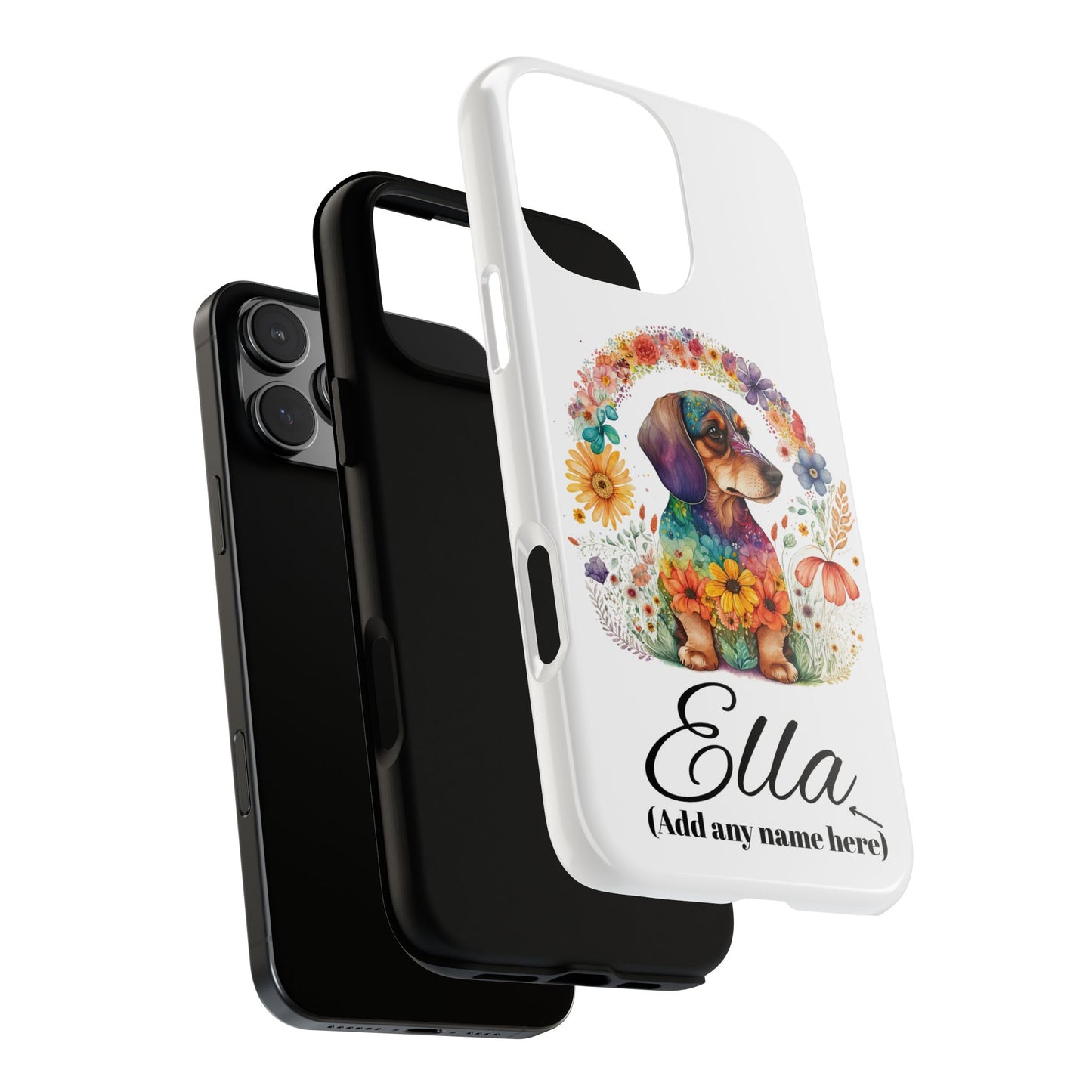 Personalized Dachshund Case for Pet Lovers Floral Phone Case Custom Name Phone