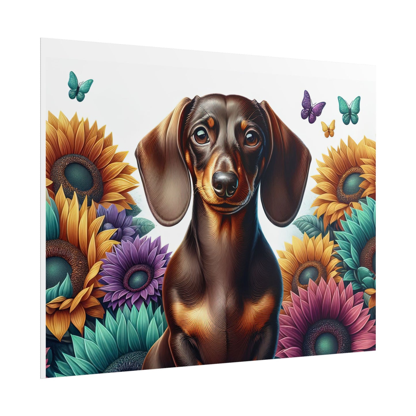 Floral Dachshund Rolled Posters