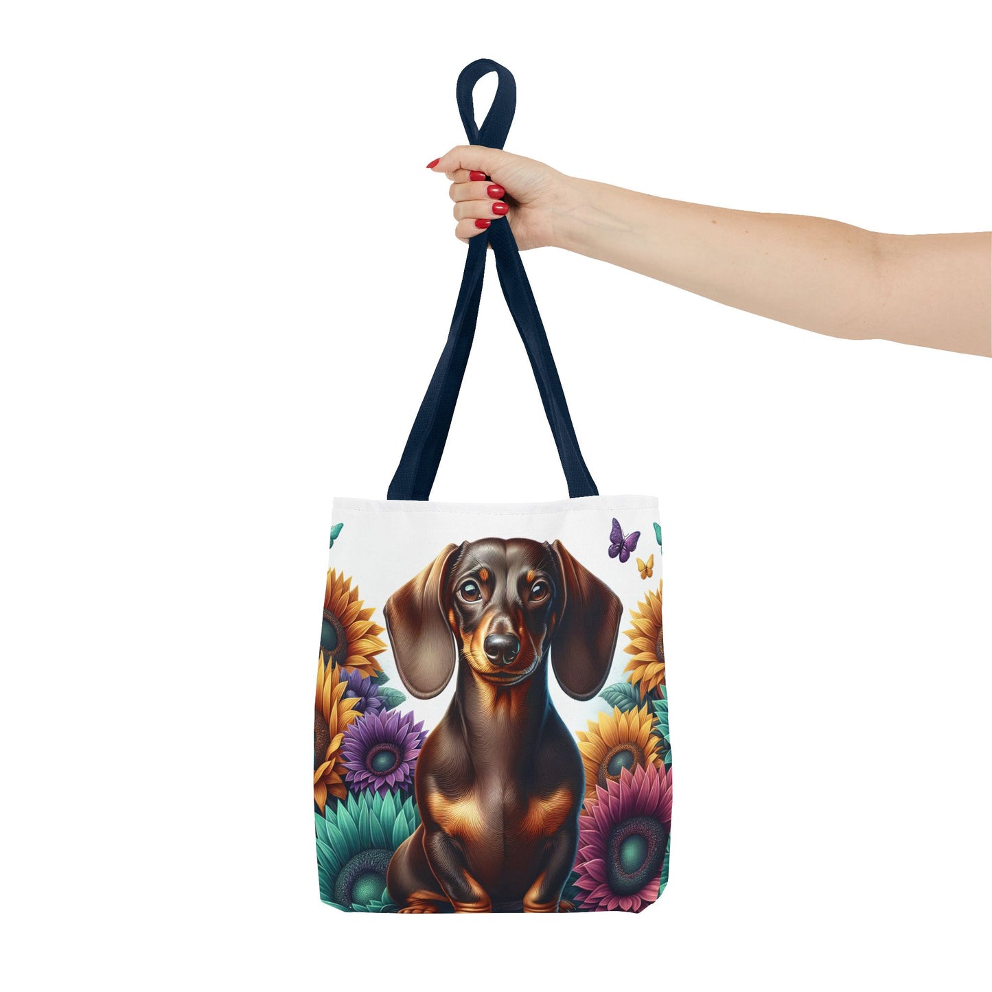 Brilliant Color Black and Tan Dachshund Puppy Tote Bag Bright and Cheerful Weiner Doxie