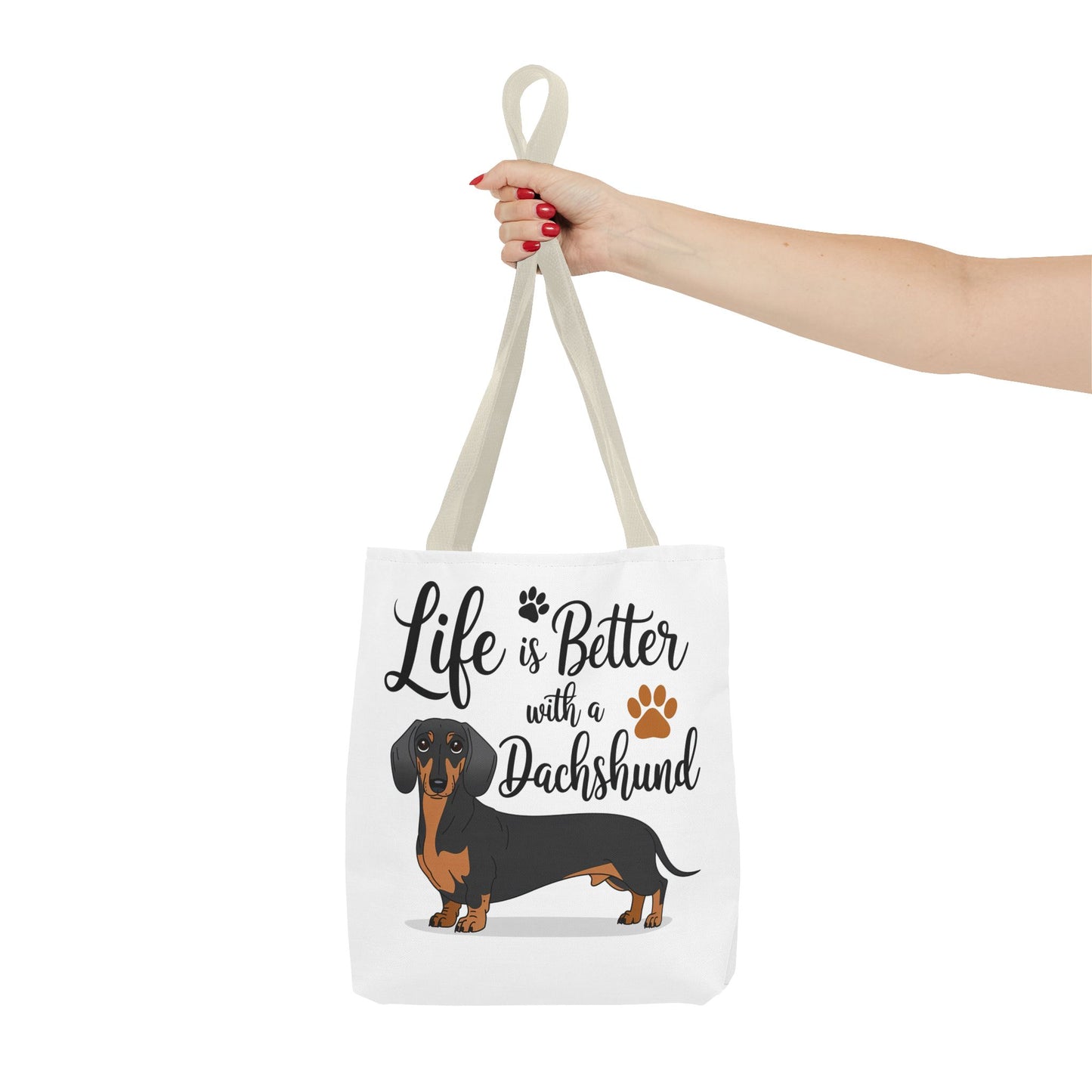 Black and Tan Dachshund Puppy Tote Bag Bright and Cheerful Weiner Doxie