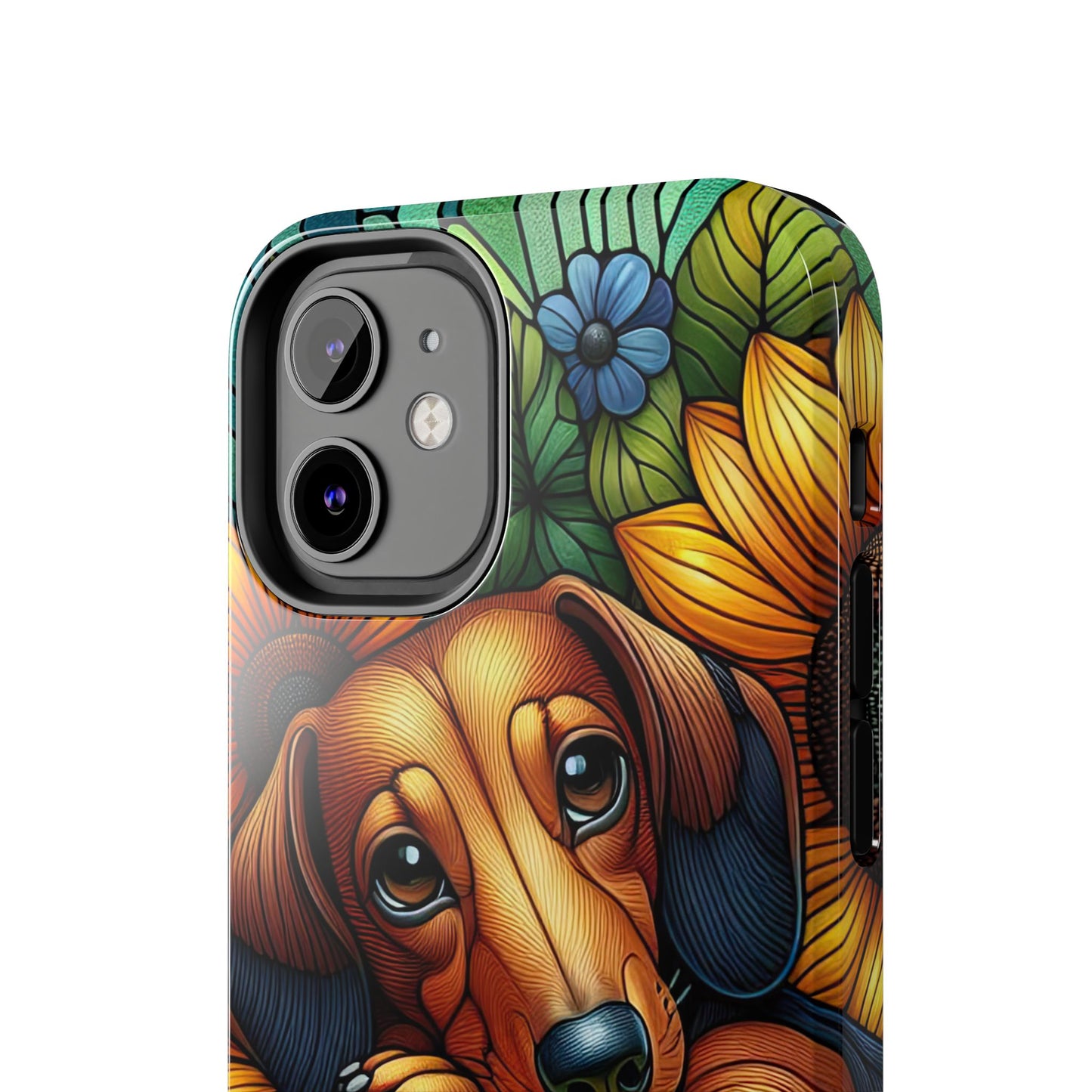 Cute Dachshund Phone Case Dog Lover Gift Tough Phone Cover Doxie Stained Glass