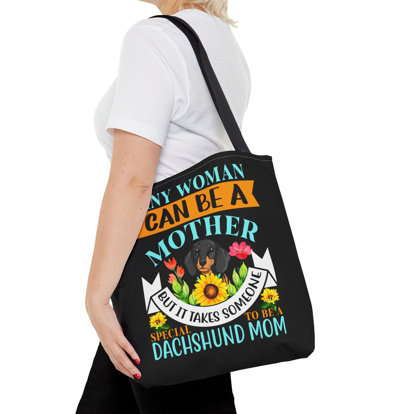 Mom Dachshund Puppy Tote Bag Bright and Cheerful Weiner Doxie