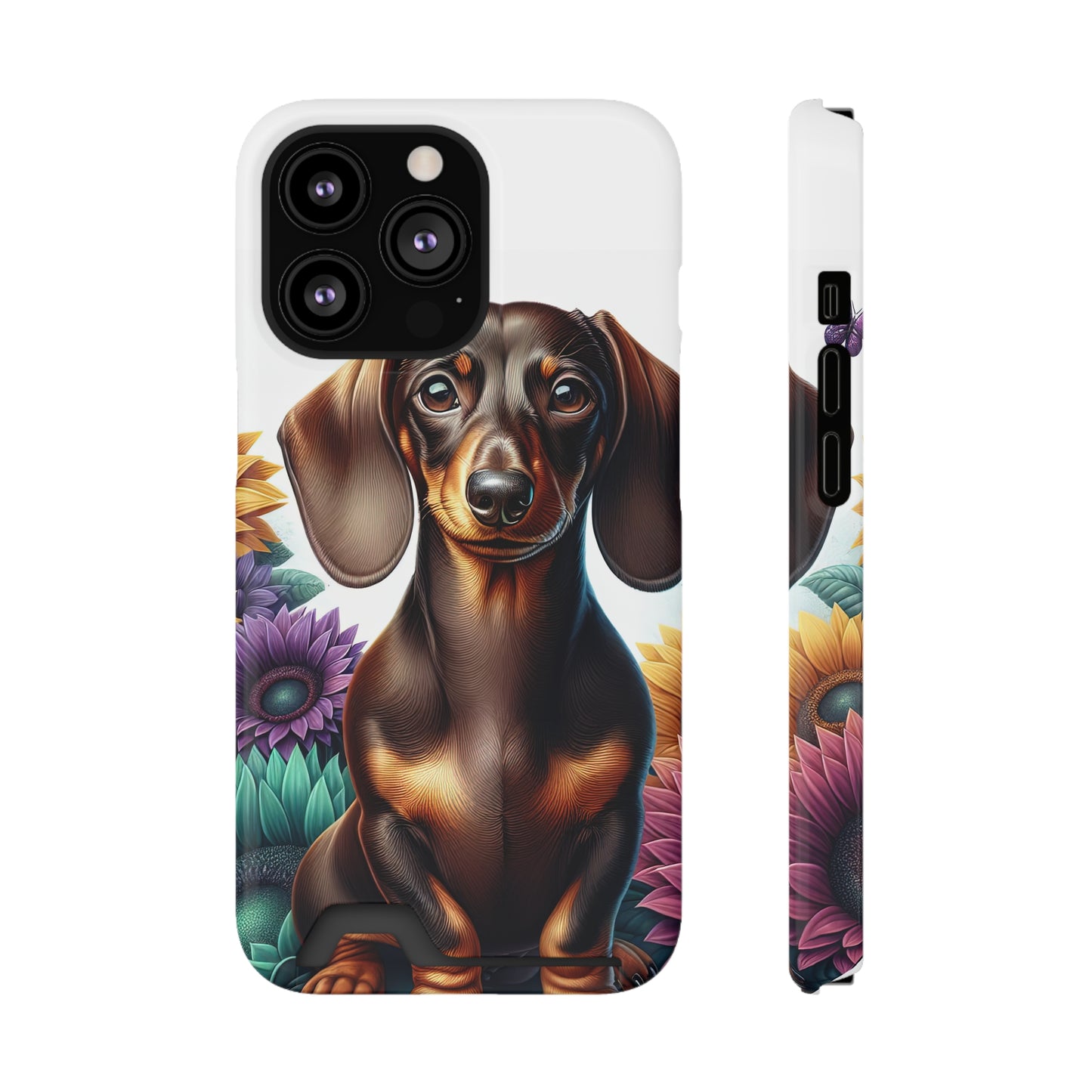 Dachshund Phone Case, Trendy Wallet Case for Dog Lovers, Cute Card Holder Cover, Animal Print Accessory, Slim Protective