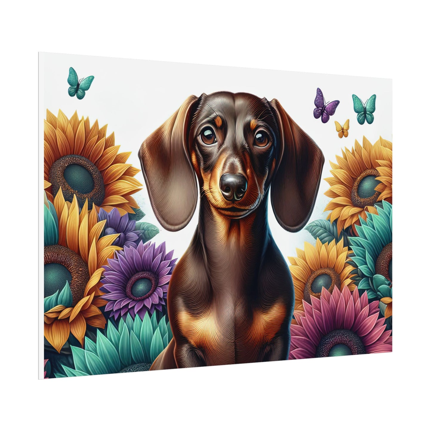 Floral Dachshund Rolled Posters