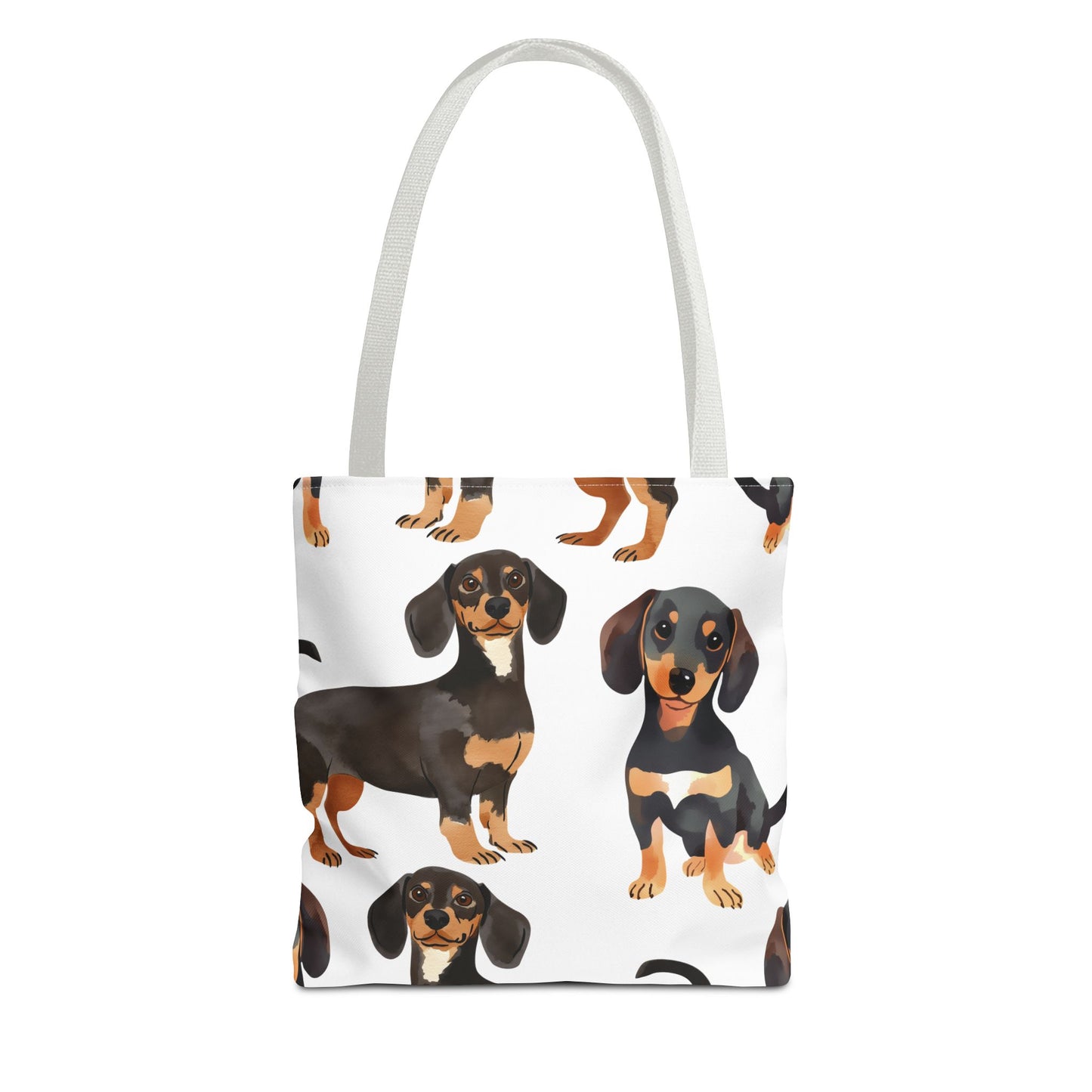 Black and Tan Dachshund Puppy Tote Bag Bright and Cheerful Weiner Doxie Patterned