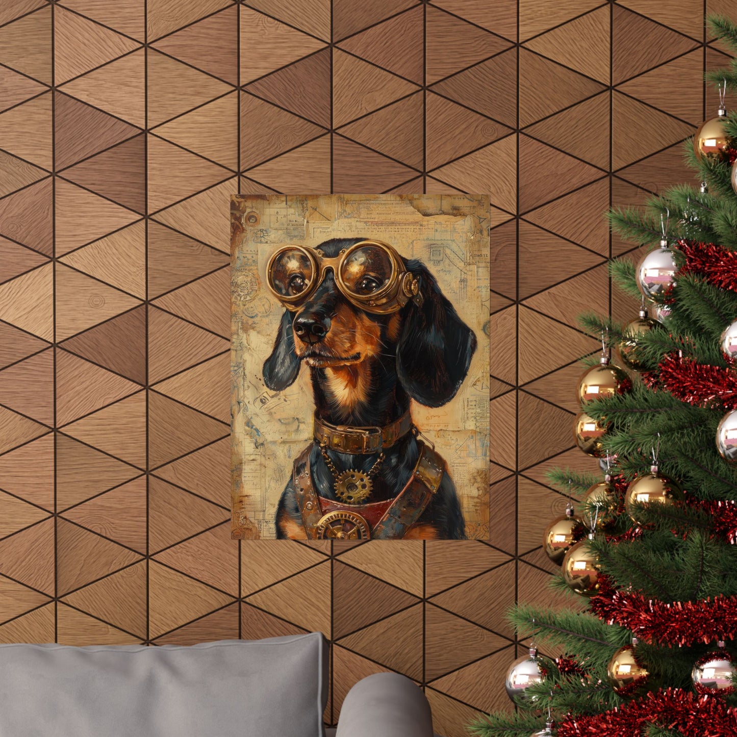 Steam Punk Dachshund Vertical Poster Dog Room Art Gift Game Room Sophisticated 2