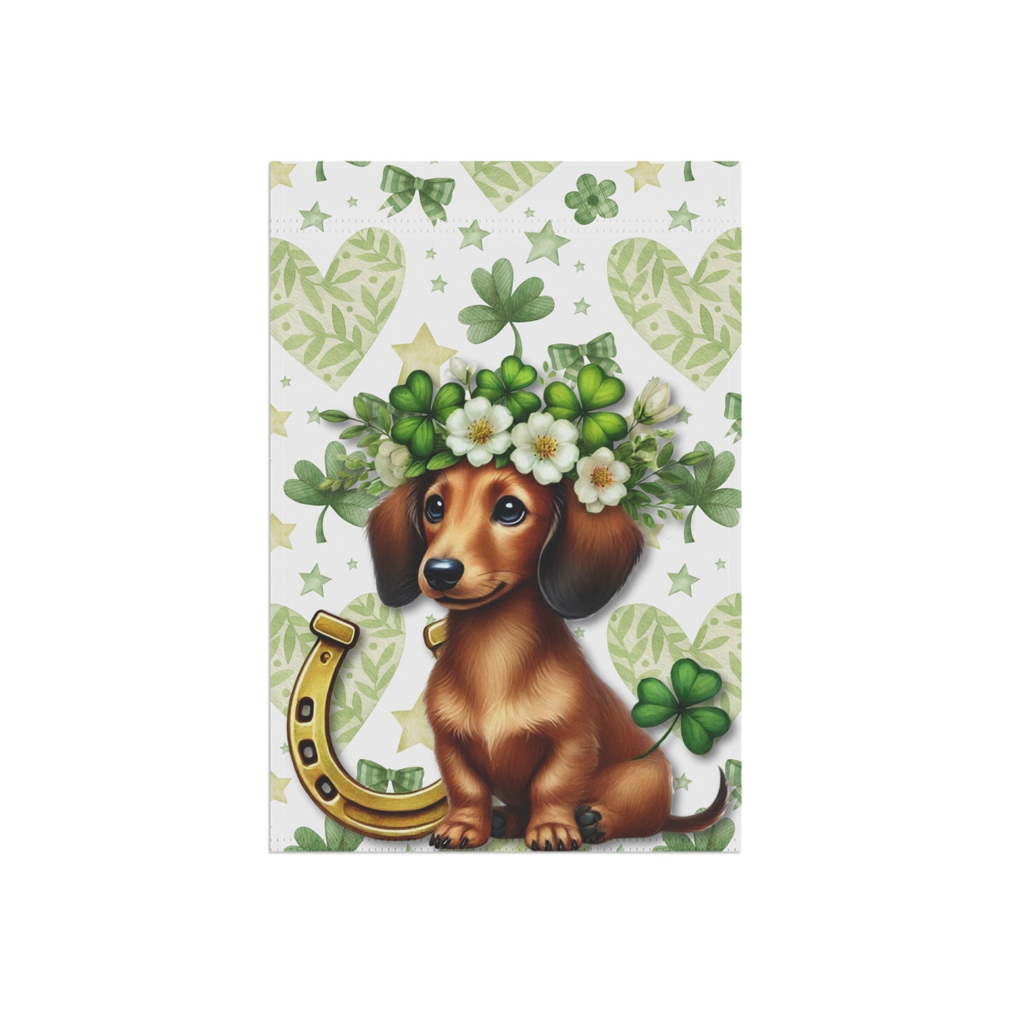 St Patricks Spring Garden Flag Dog Mom Banner Home Decor Dachshund Patty Day