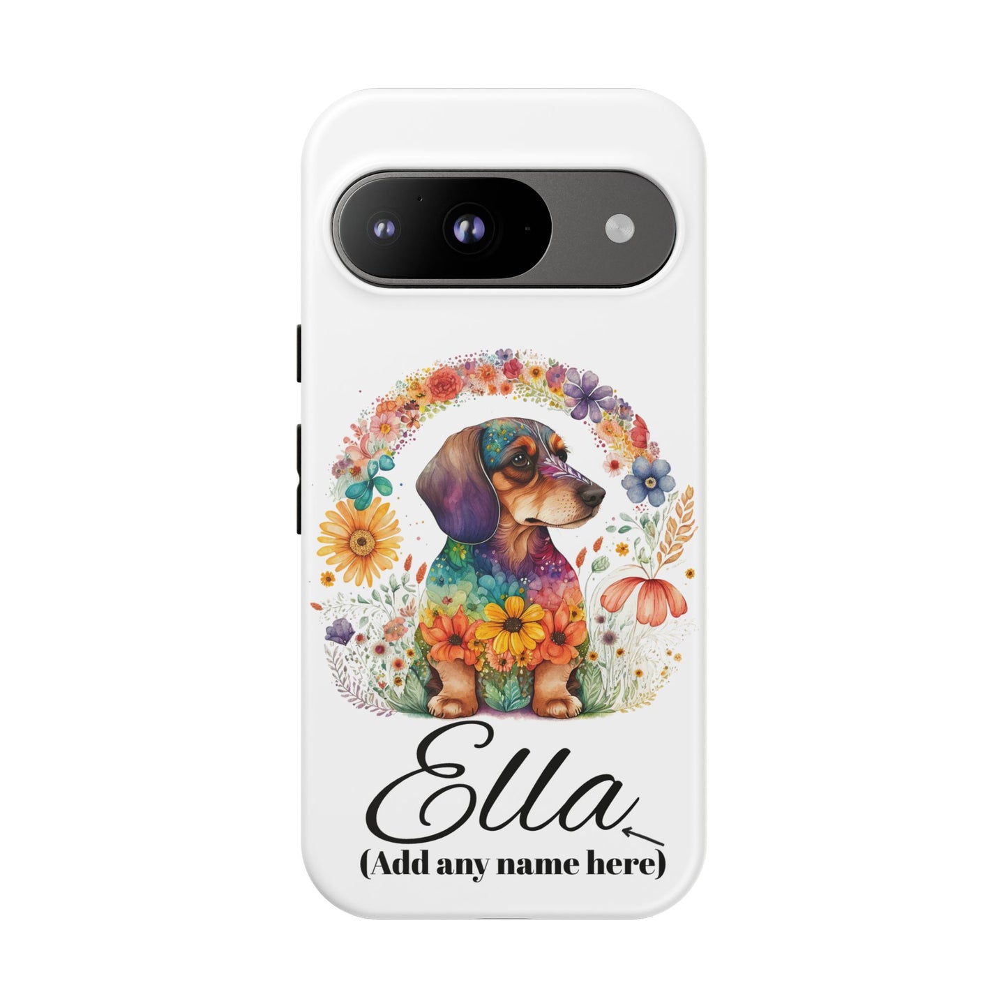 Personalized Dachshund Case for Pet Lovers Floral Phone Case Custom Name Phone