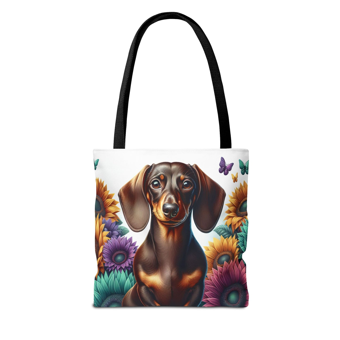 Brilliant Color Black and Tan Dachshund Puppy Tote Bag Bright and Cheerful Weiner Doxie