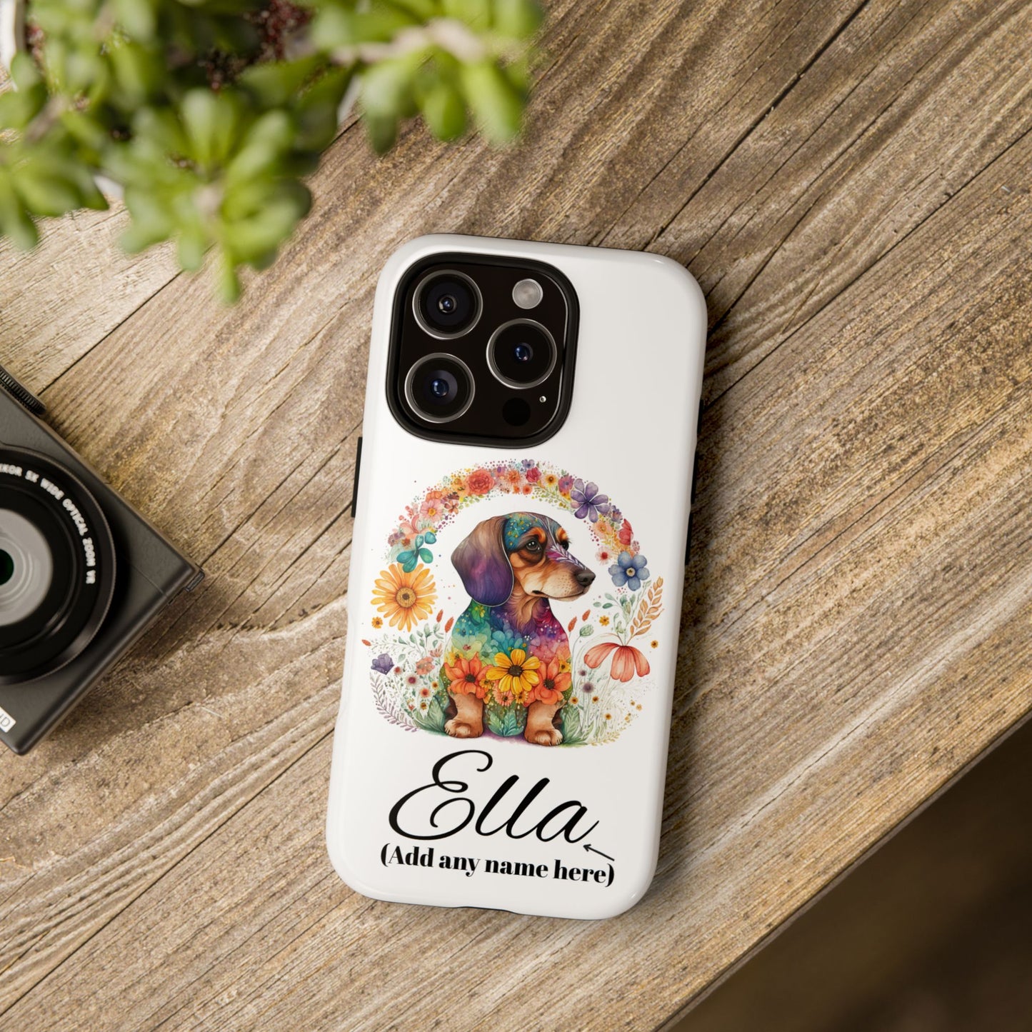 Personalized Dachshund Case for Pet Lovers Floral Phone Case Custom Name Phone
