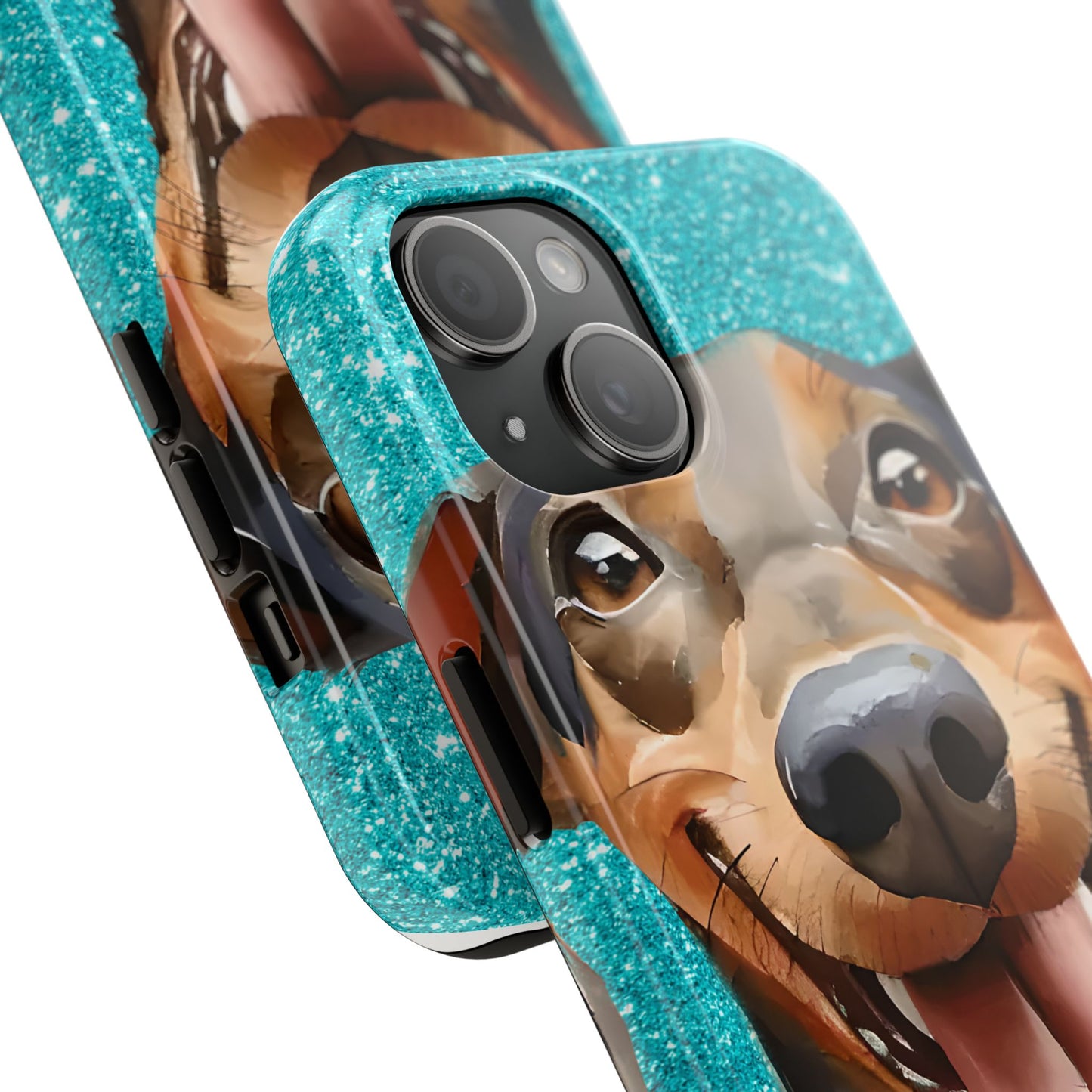 Bright Colorful Dachshund iPhone 15 Tough Phone Cases