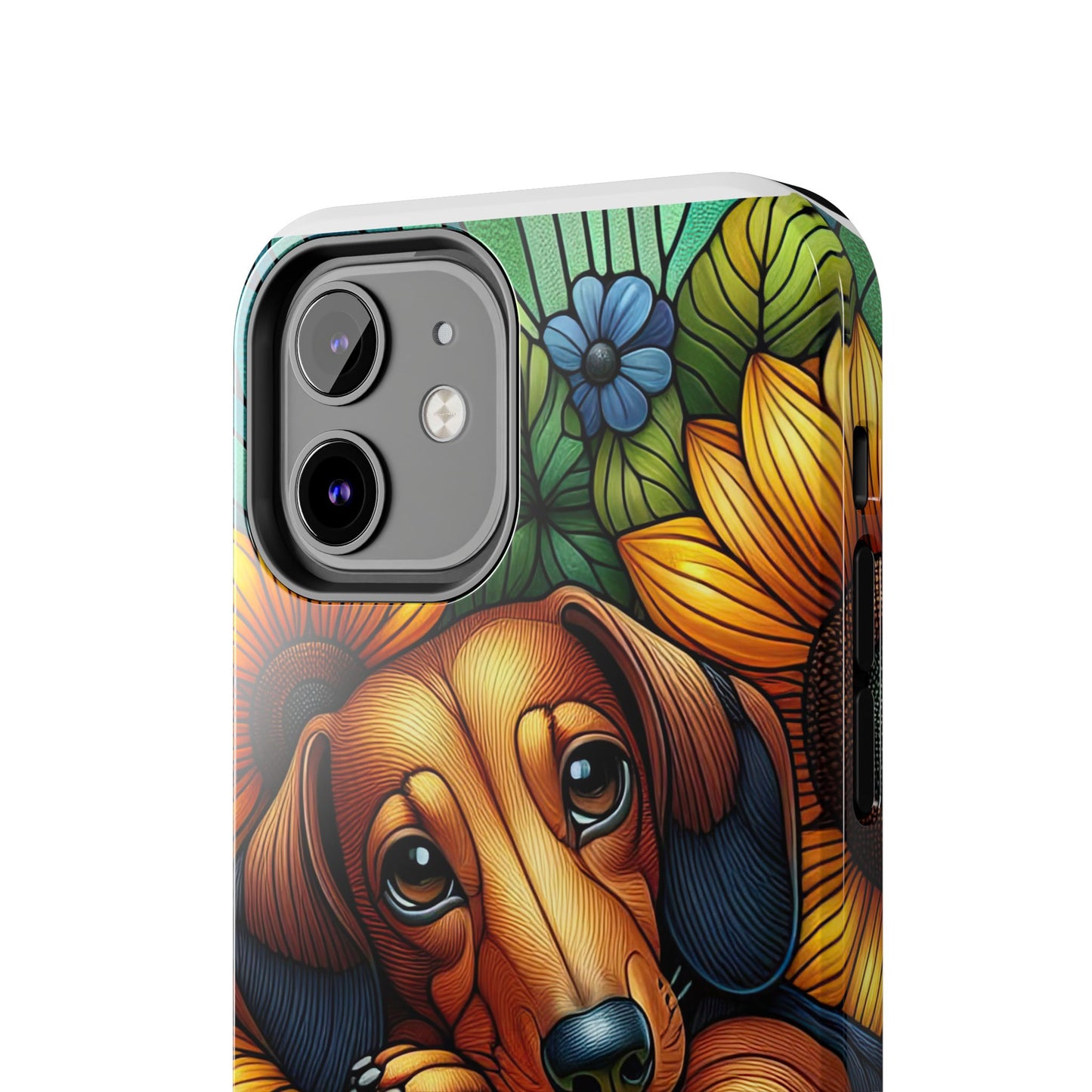 Cute Dachshund Phone Case Dog Lover Gift Tough Phone Cover Doxie Stained Glass