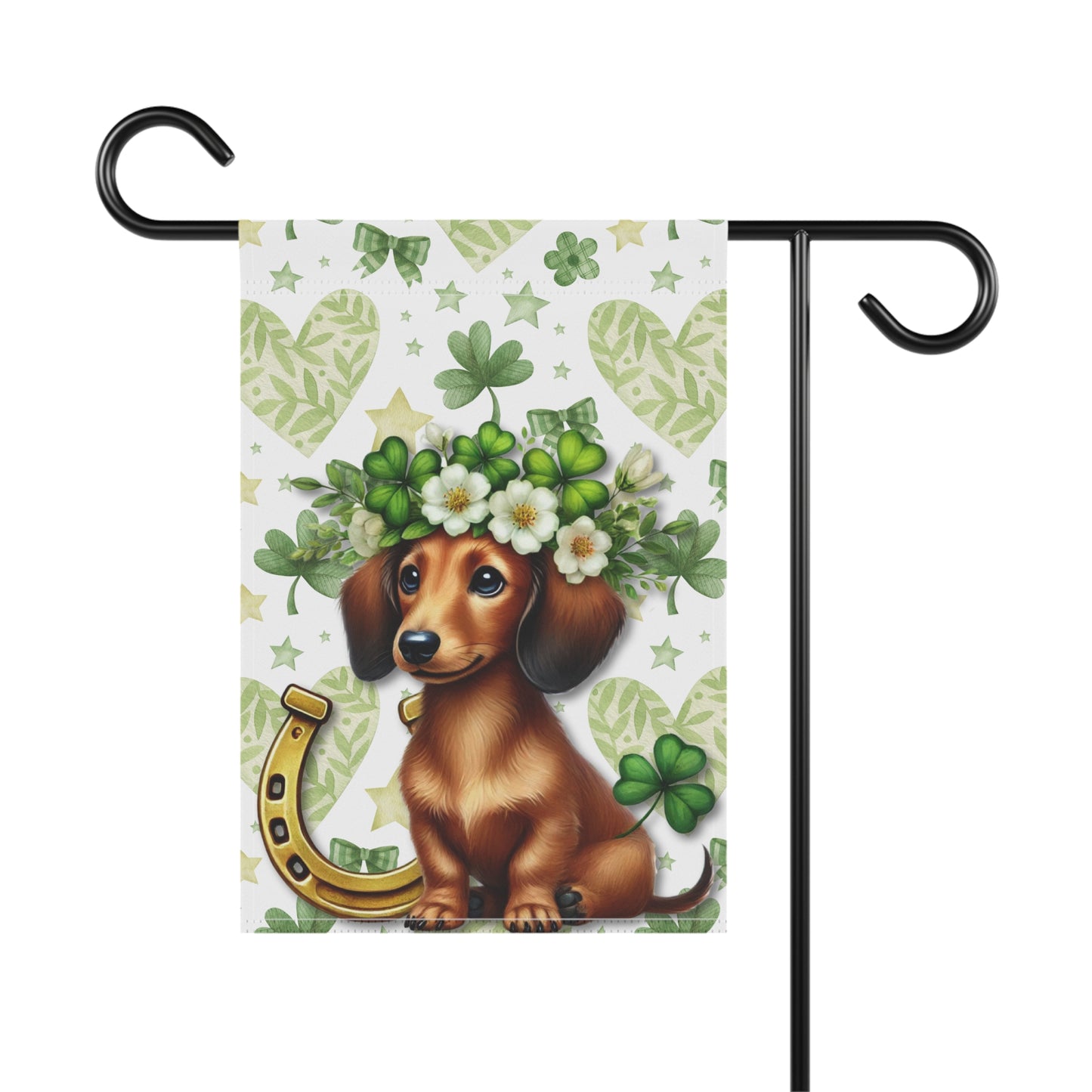 St Patricks Spring Garden Flag Dog Mom Banner Home Decor Dachshund Patty Day