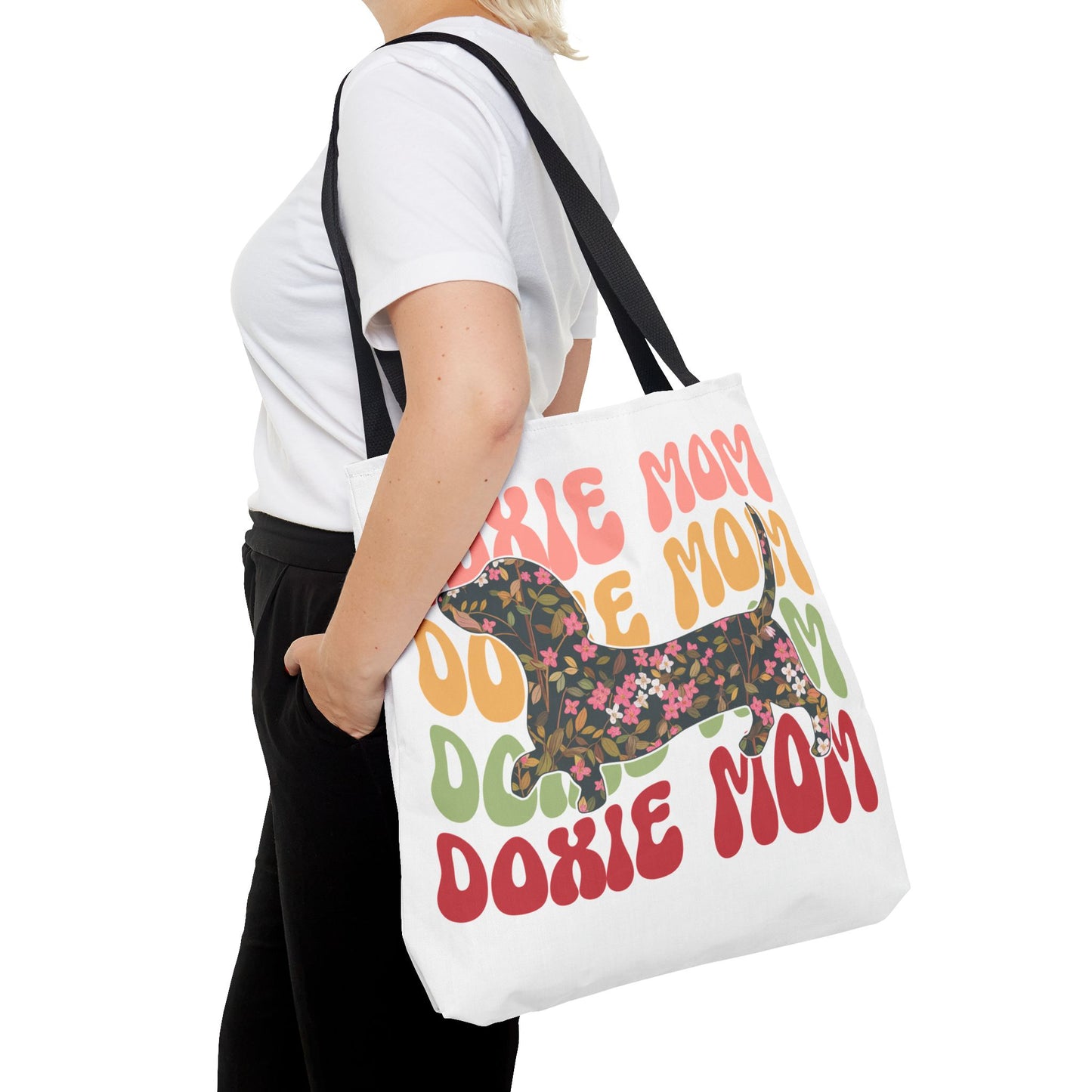 Black and Tan Dachshund Puppy Tote Bag Bright and Cheerful Weiner Doxie Patterned