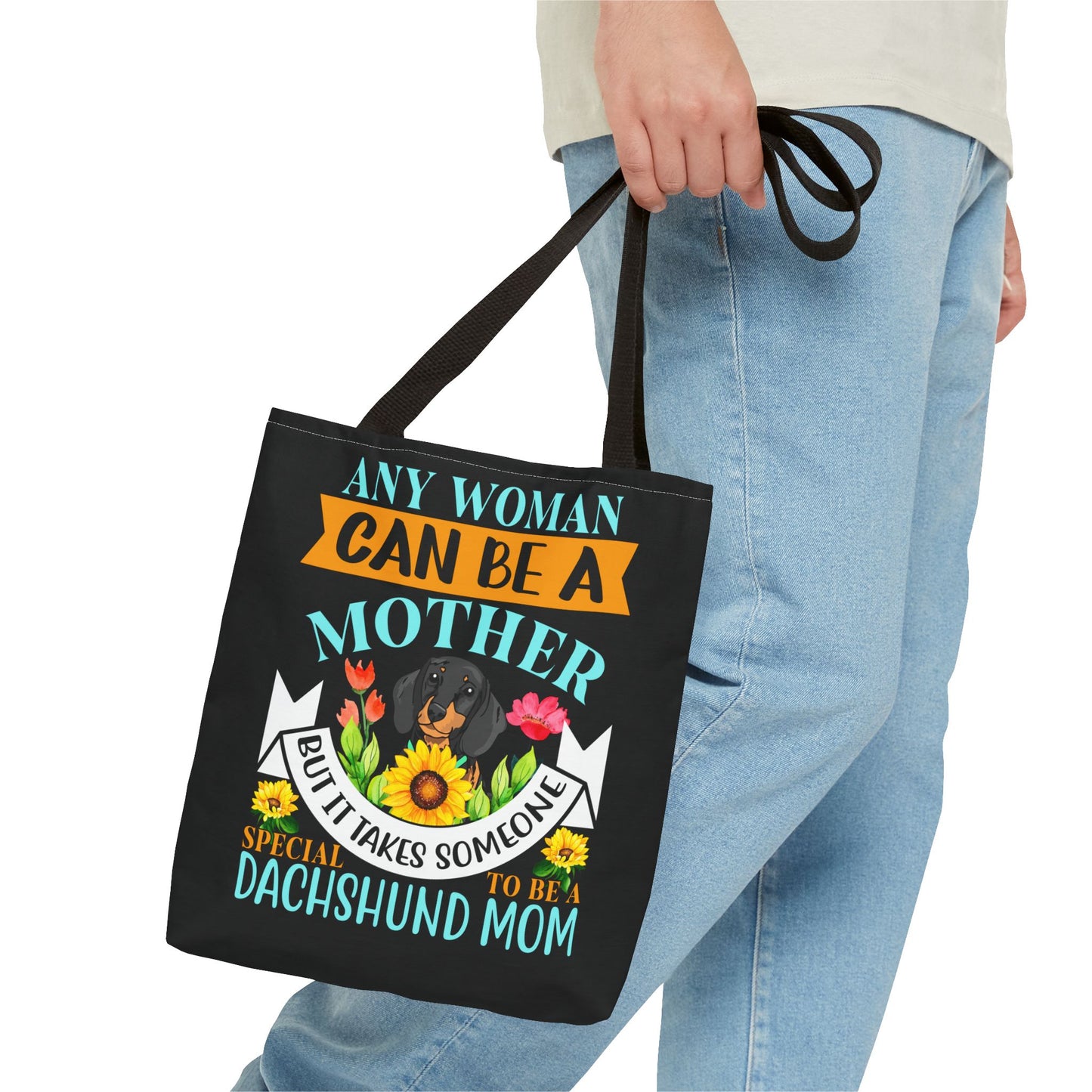 Mom Dachshund Puppy Tote Bag Bright and Cheerful Weiner Doxie