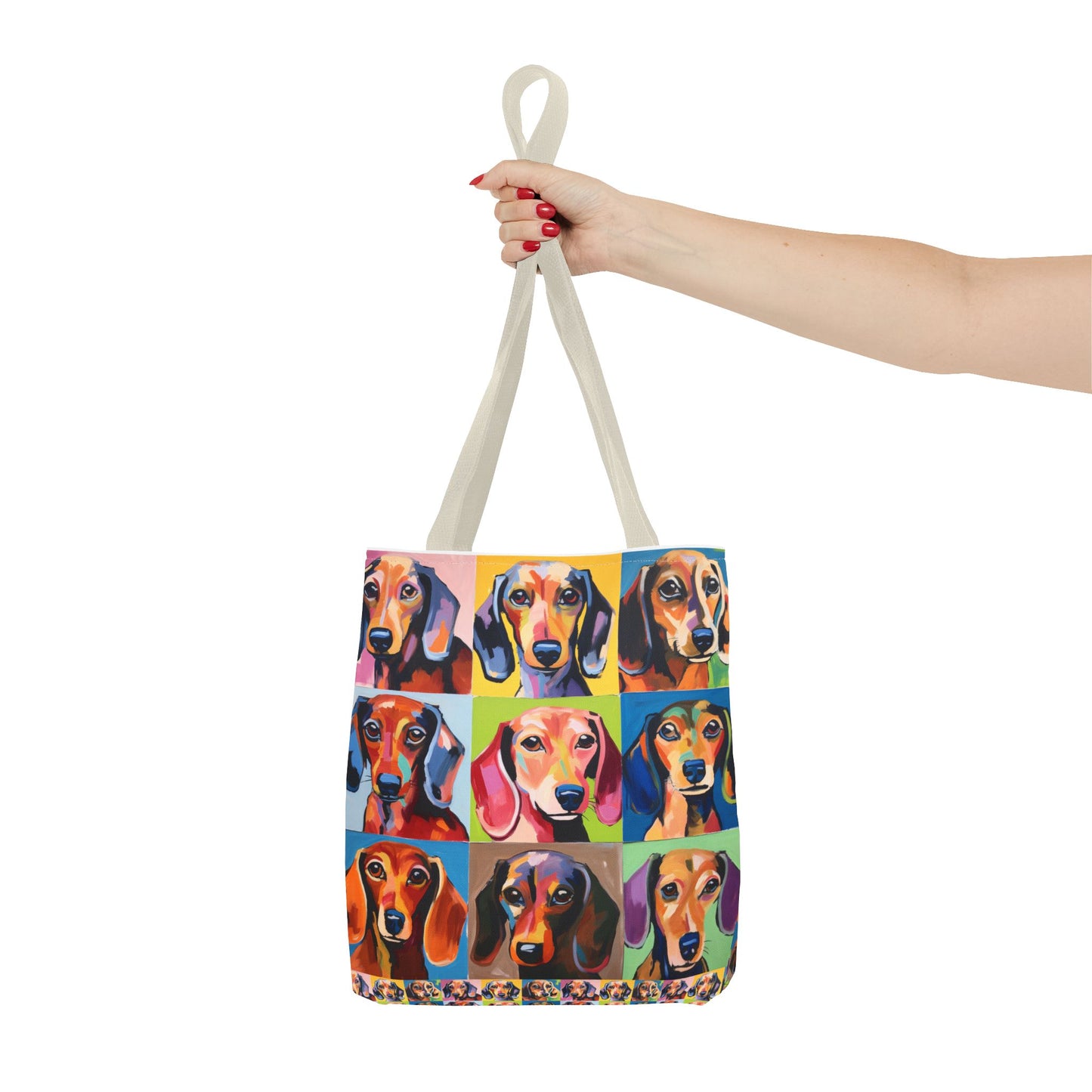 Colorful Dachshund Tote Bag Bright and Cheerful Brown Dapple Weiner