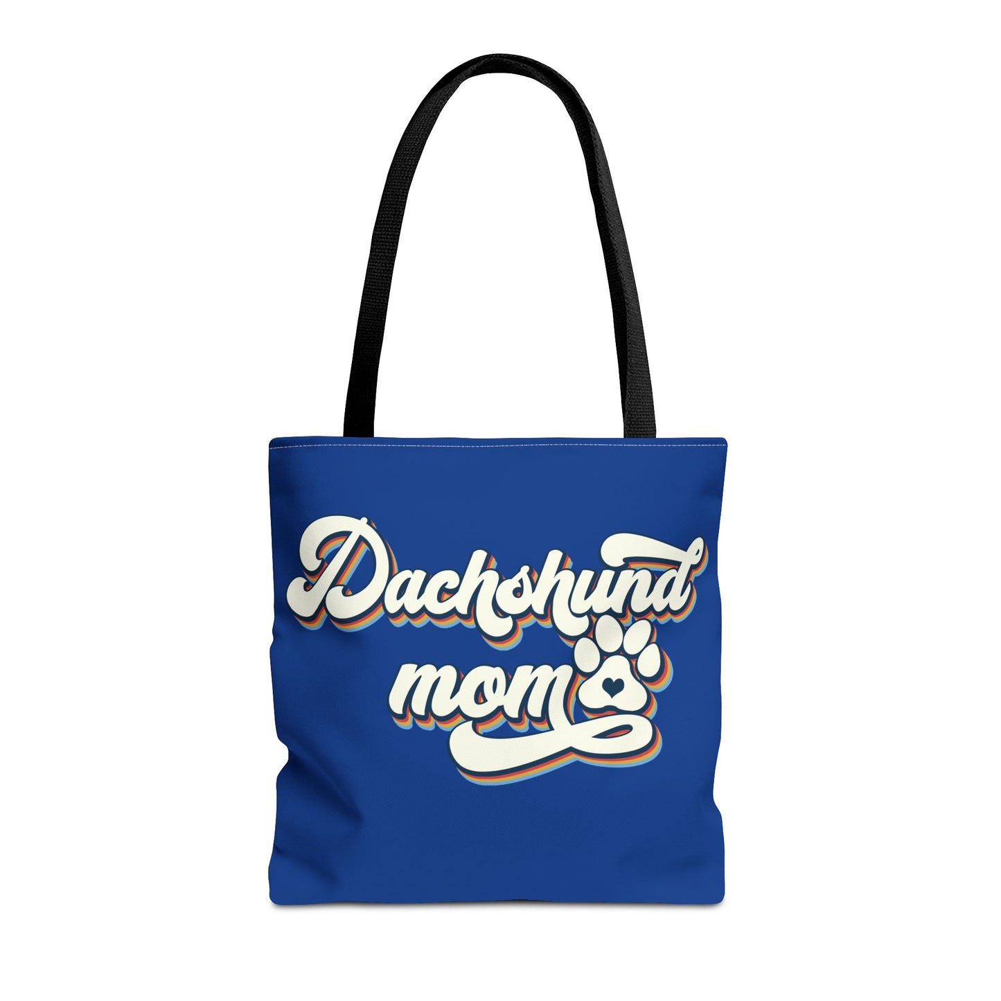 Navy Blue Dachshund Puppy Tote Bag Bright and Cheerful Weiner Doxie