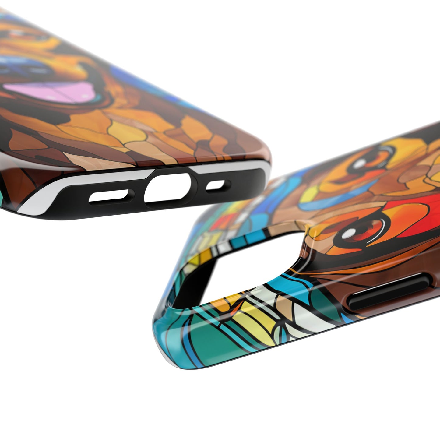 Stained Glass Bright Colorful Dachshund iPhone 15 Tough Phone Cases