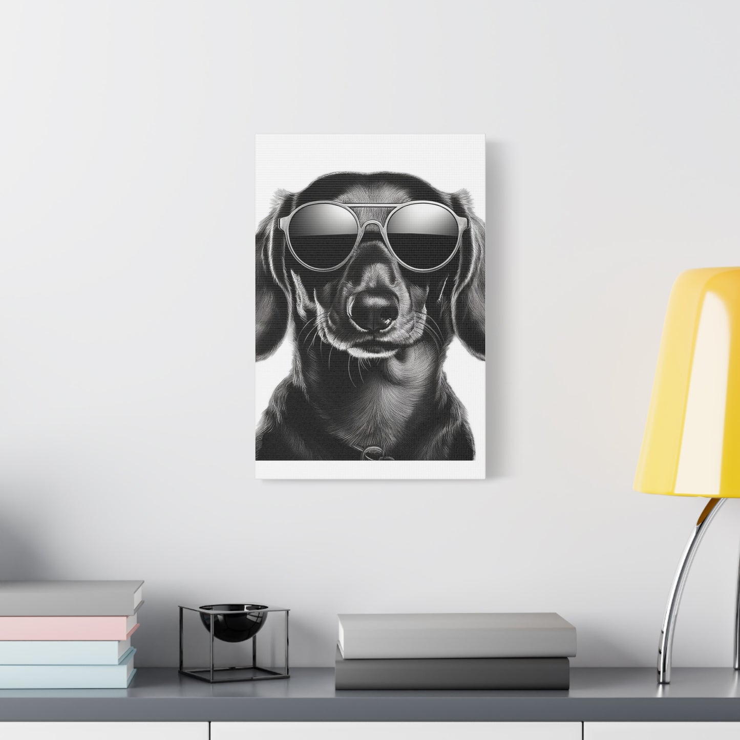 Stylish Dog Canvas Wall Art Dog Lover Gift Home Decor, Black and White Game Room