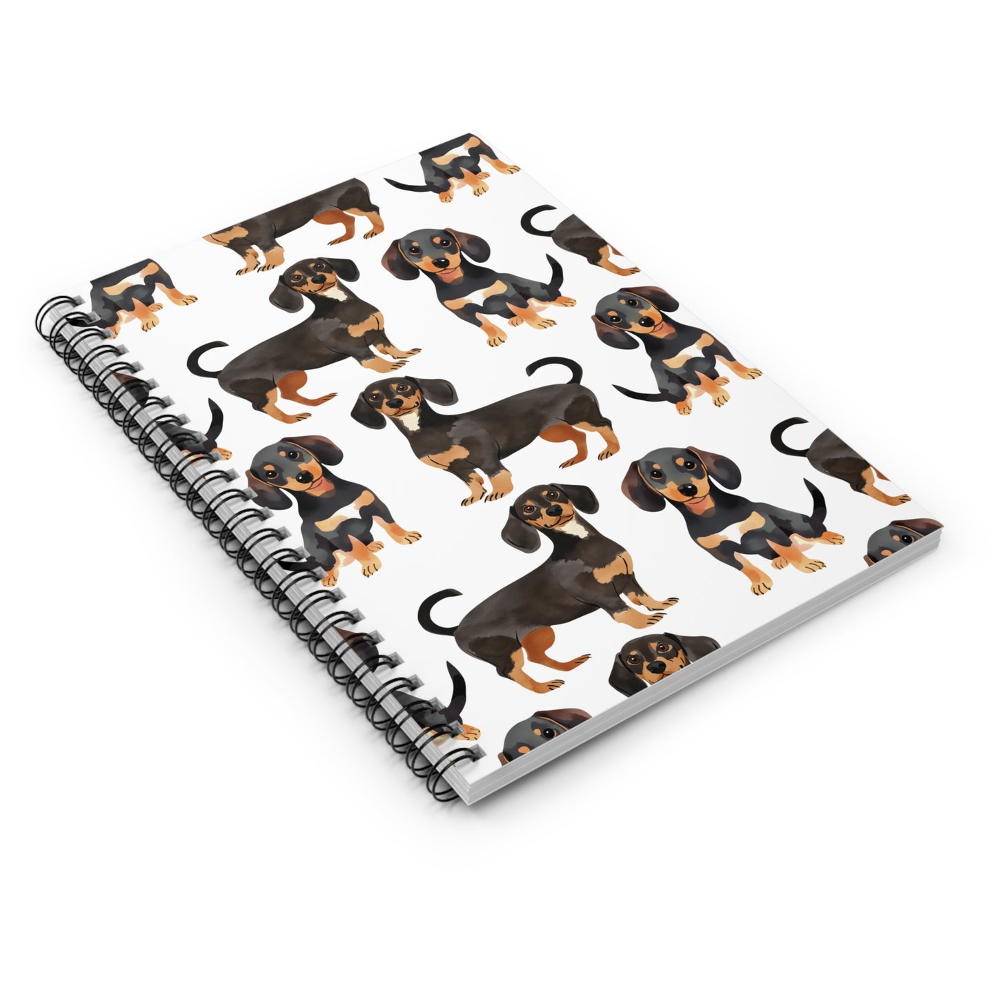 Dachshund Spiral Notebook - Ruled Line, Cute Dog Journal, Pet Lover Notepad, Lined Writing Pad Black and Tan Doxie Mom