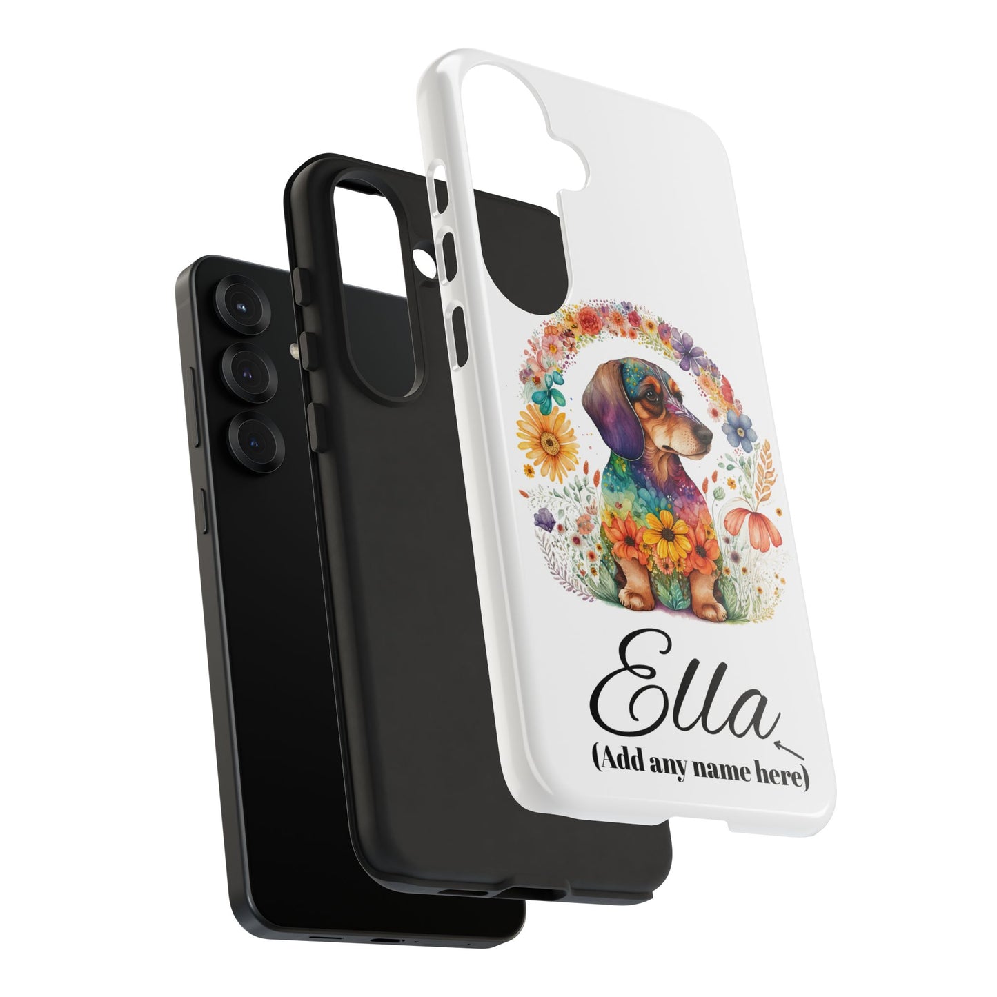 Personalized Dachshund Case for Pet Lovers Floral Phone Case Custom Name Phone