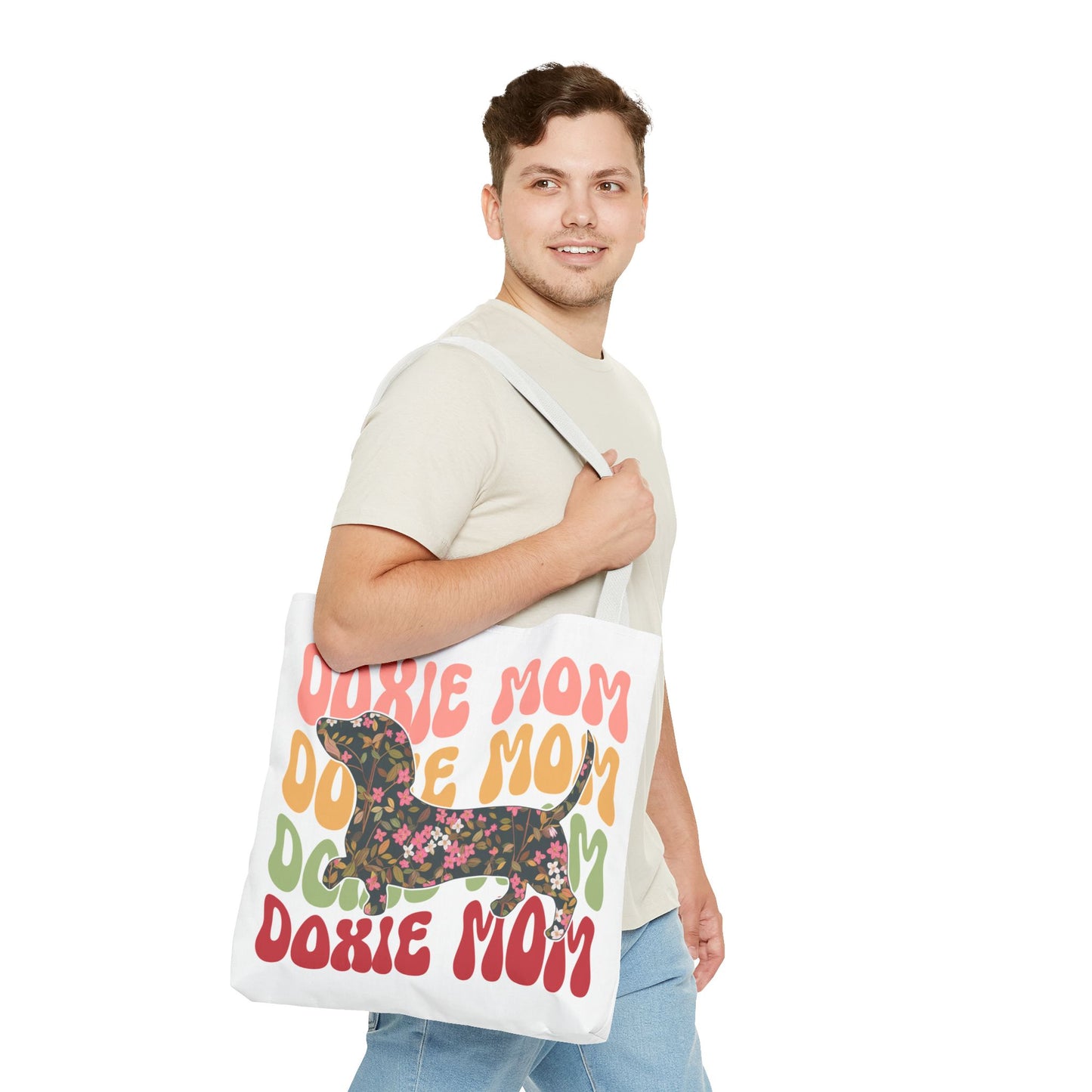 Black and Tan Dachshund Puppy Tote Bag Bright and Cheerful Weiner Doxie Patterned