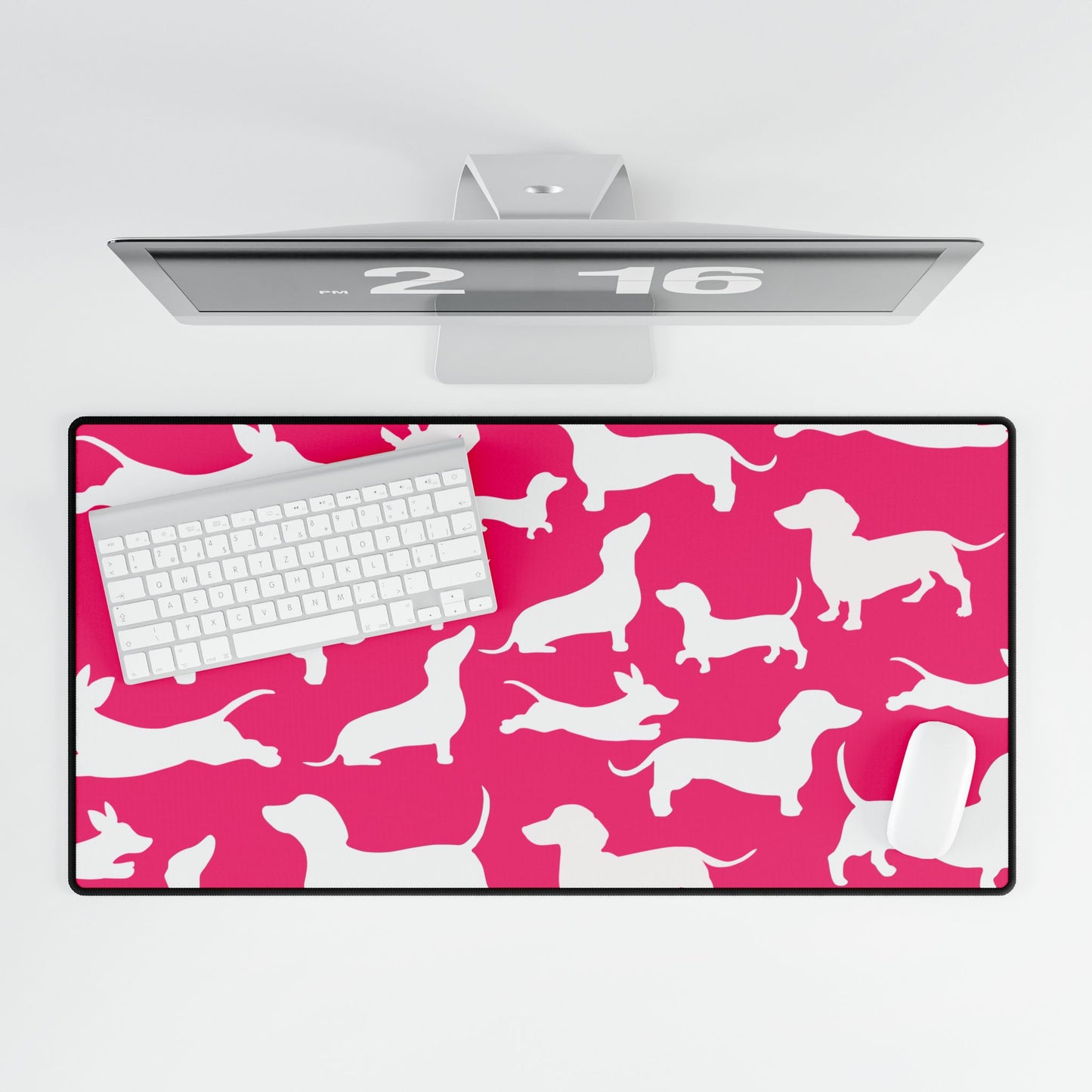 Pink Dachshund Desk Mat